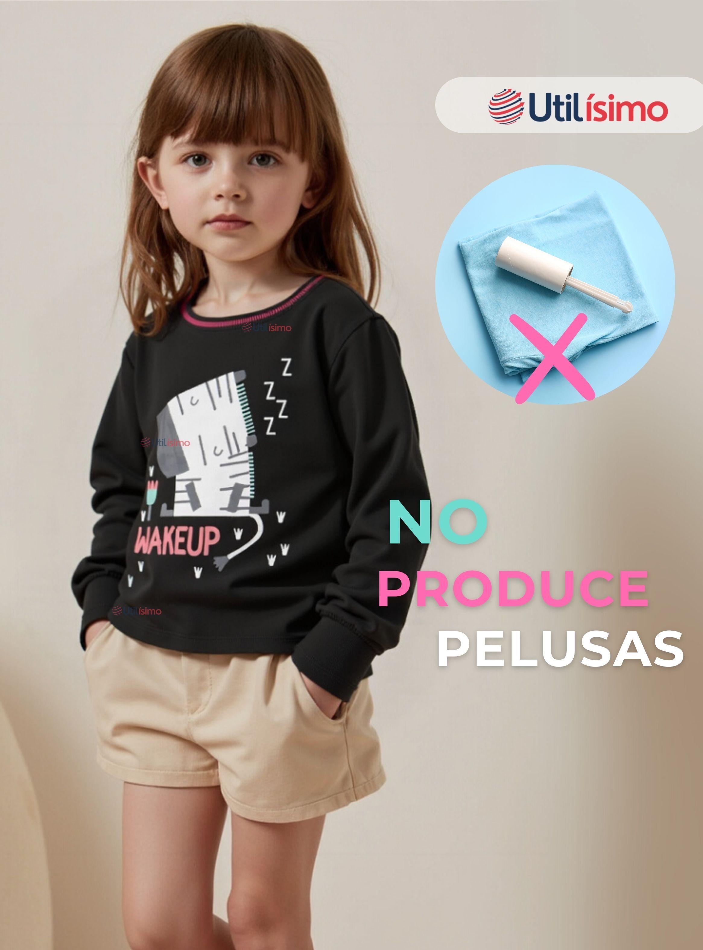 Polera Algodón Manga Larga Niñas Camiseta Negro Cebra -7