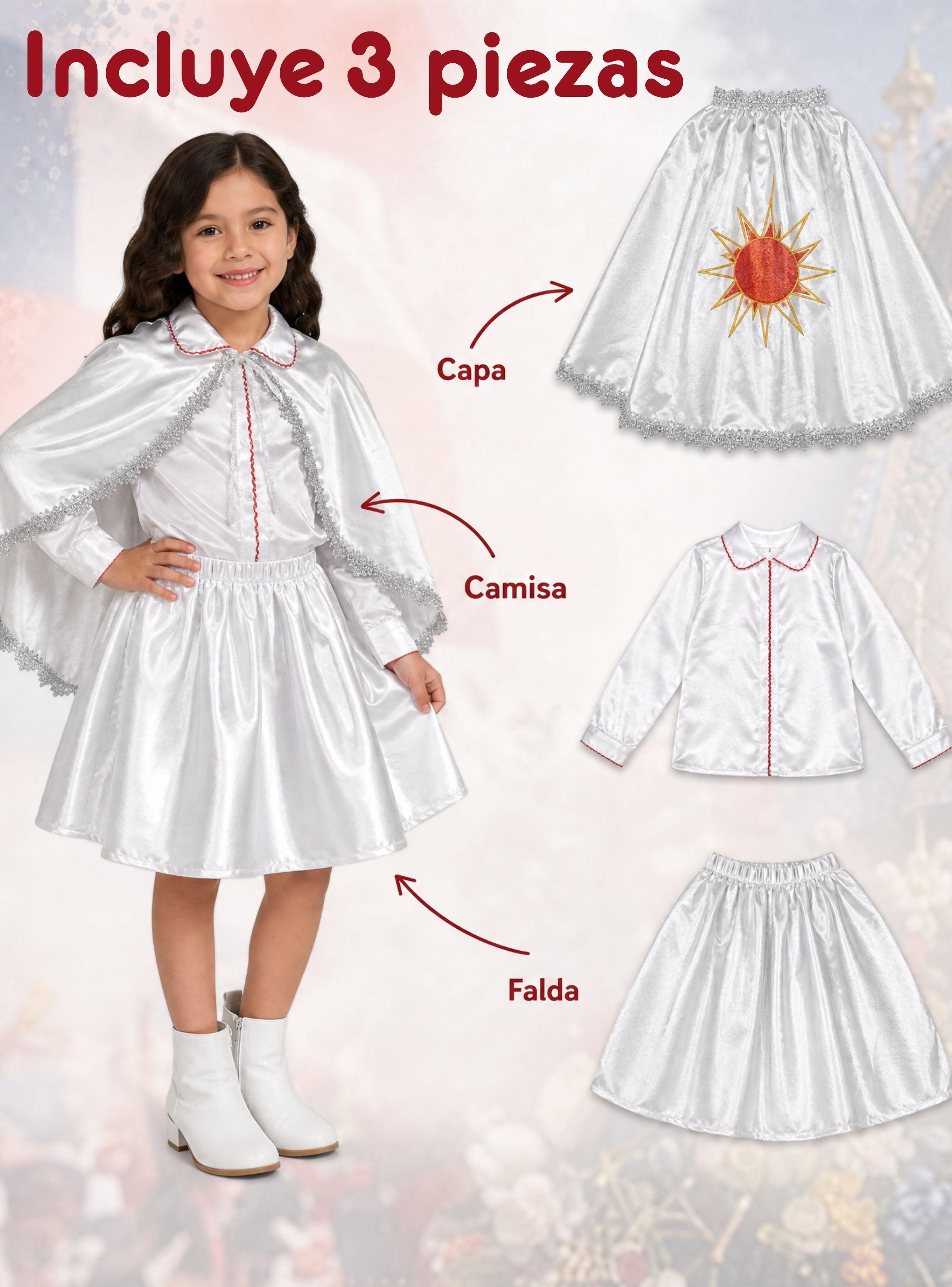 Traje Tirana Diablada Blanco 3 Piezas Niña Baile Típico Fiestas Patrias-2