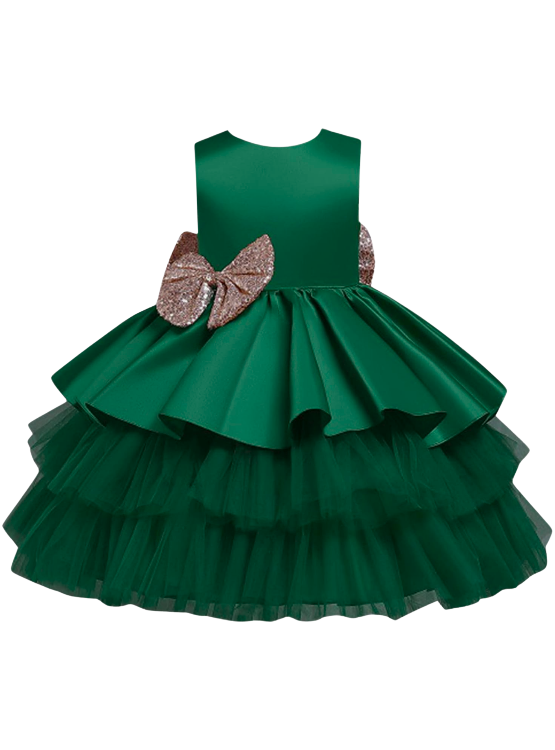 Vestidos Fiestas con Tul y Volantes Niñas 1a5 años Princesa Esmeralda-0