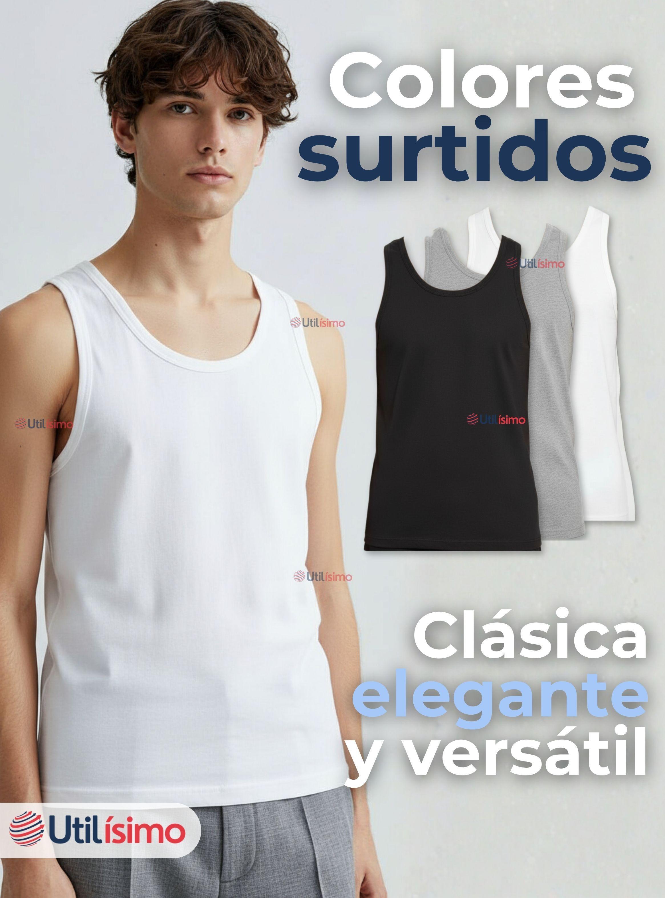 Pack 6 Camisetas Sin Manga Básicas Suaves 100% Algodón de Colores Surtidos Hombre-1