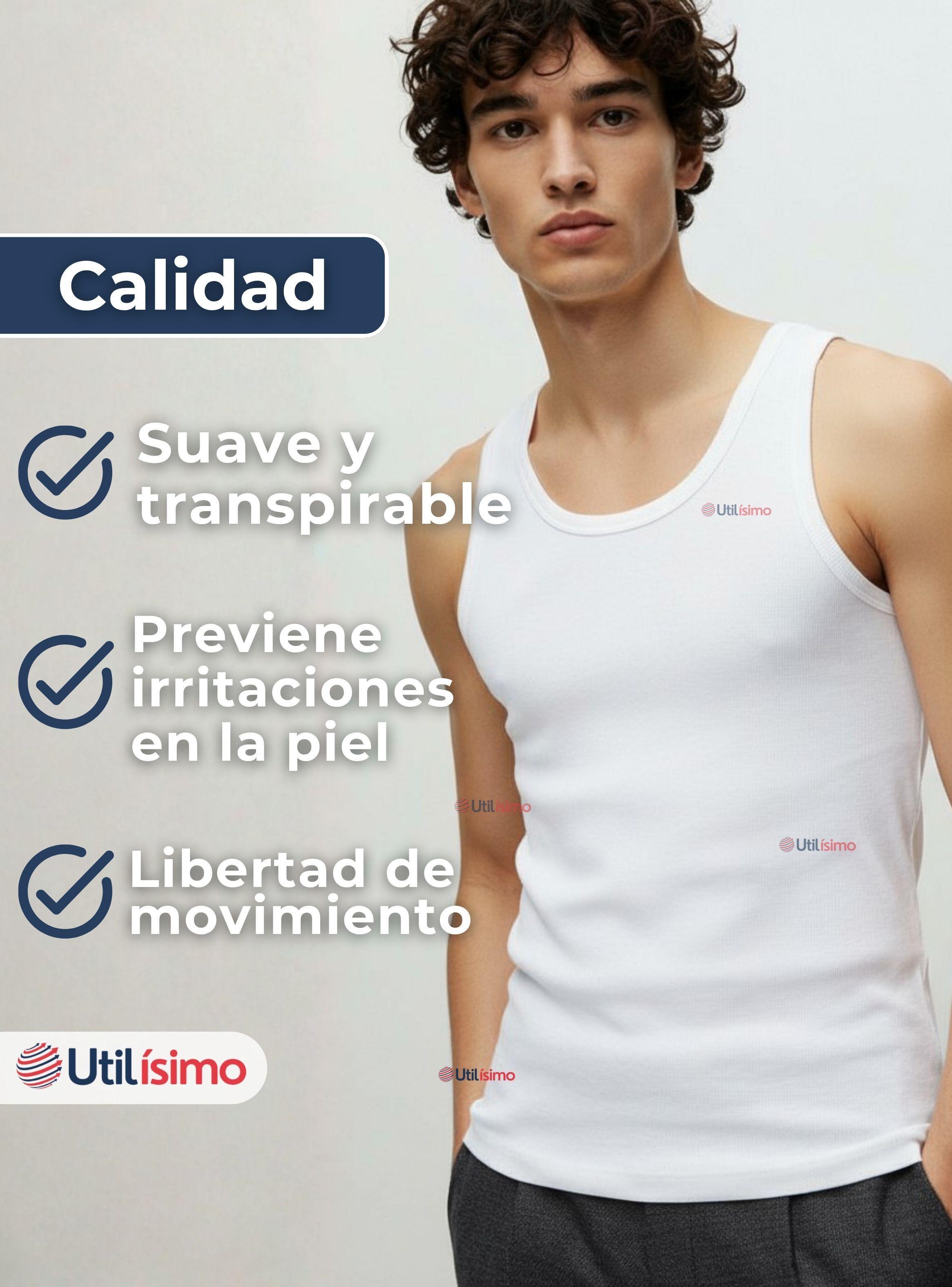 Pack 6 Camisetas Sin Manga Básicas Suaves 100% Algodón de Colores Surtidos Hombre-4