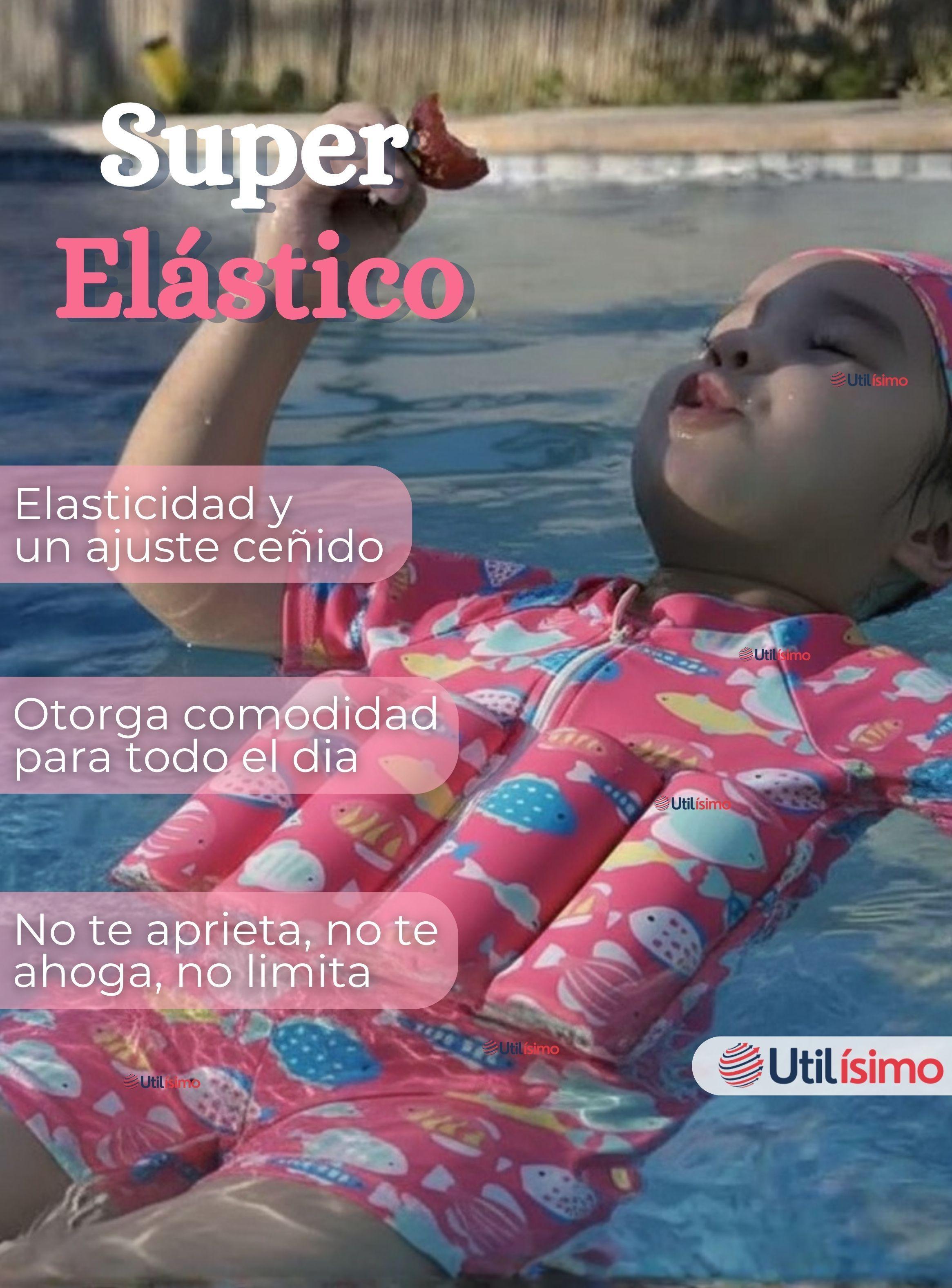 Traje de Baño Flotador Enterito Con Gorro para Niña 2 Piezas 9 a 36 Meses Pink Sea-4