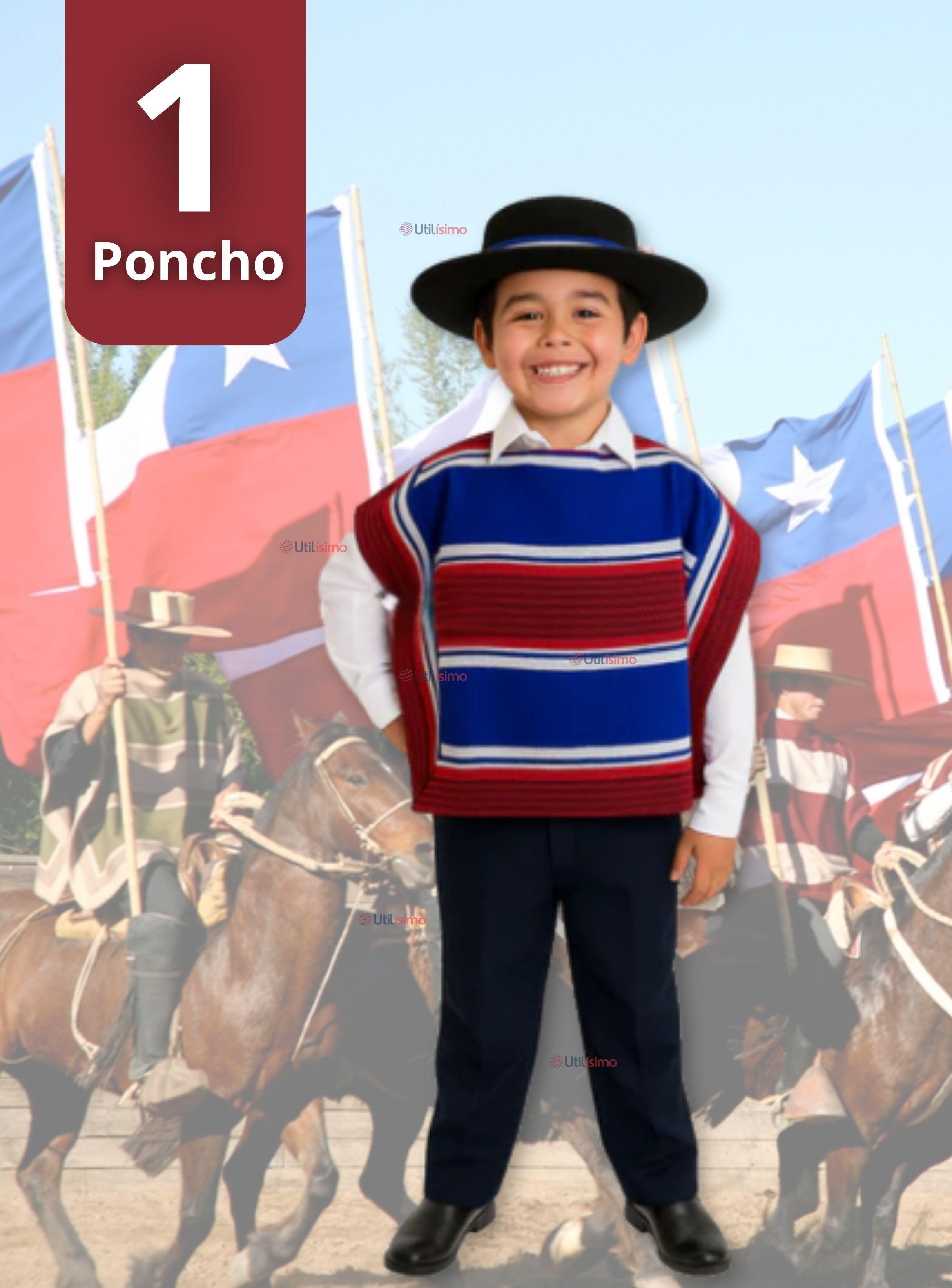 Poncho Manta Huaso Cueca Fiestas Patrias Para Niños-0