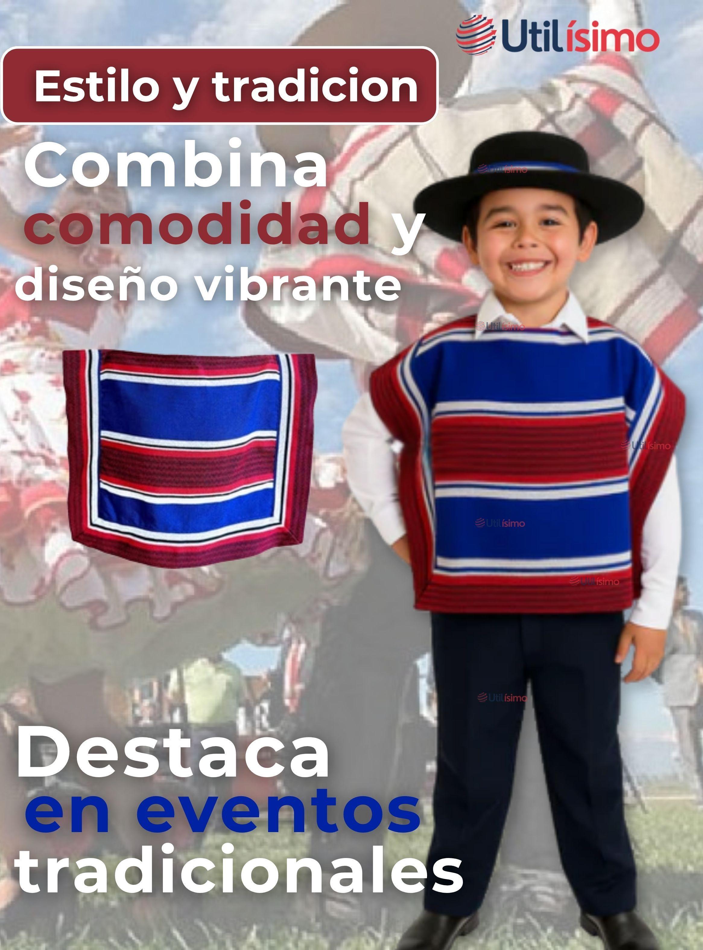 Poncho Manta Huaso Cueca Fiestas Patrias Para Niños-4