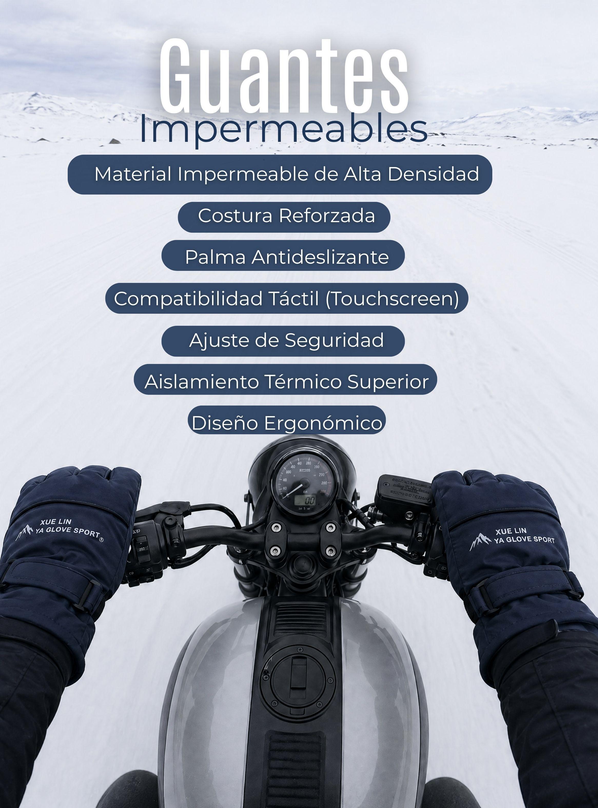 Guantes Para Moto Impermeables Antideslizantes Touchscreen Térmicos Azul -2