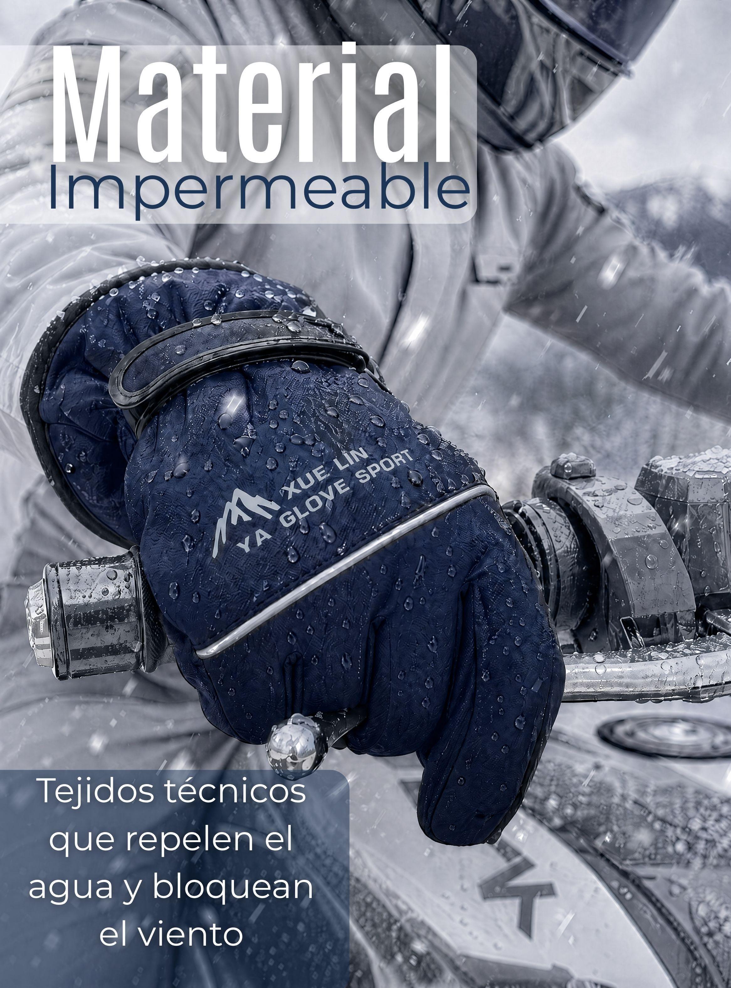 Guantes Para Moto Impermeables Antideslizantes Touchscreen Térmicos Azul -4