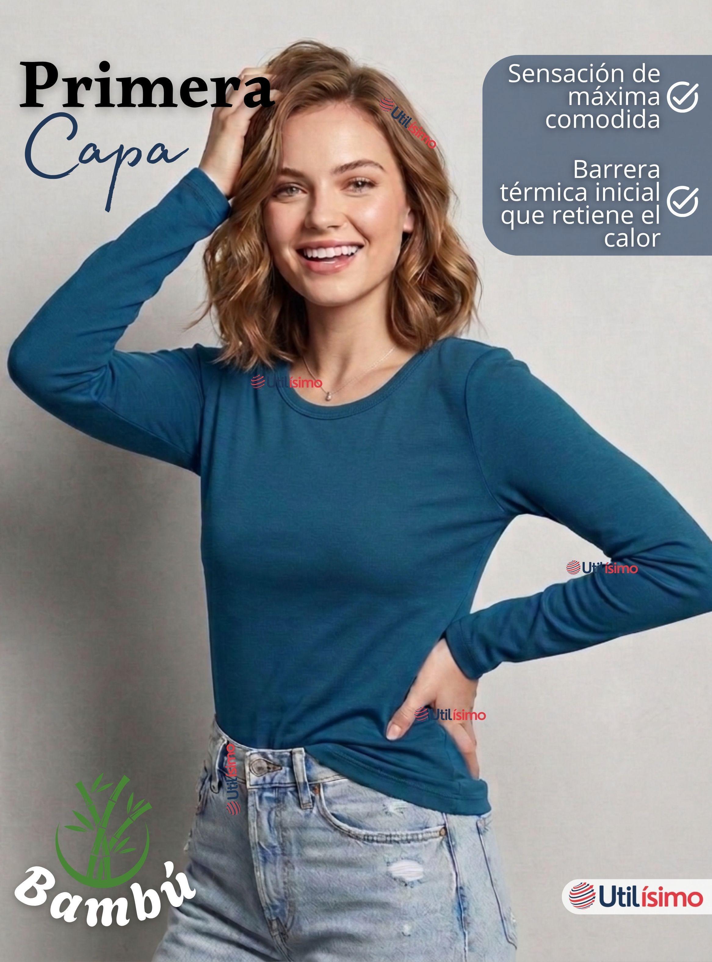 Pack 3 Camisetas Poleras Bambú Primera Capa Manga Larga de Color Surtidos Mujer-3