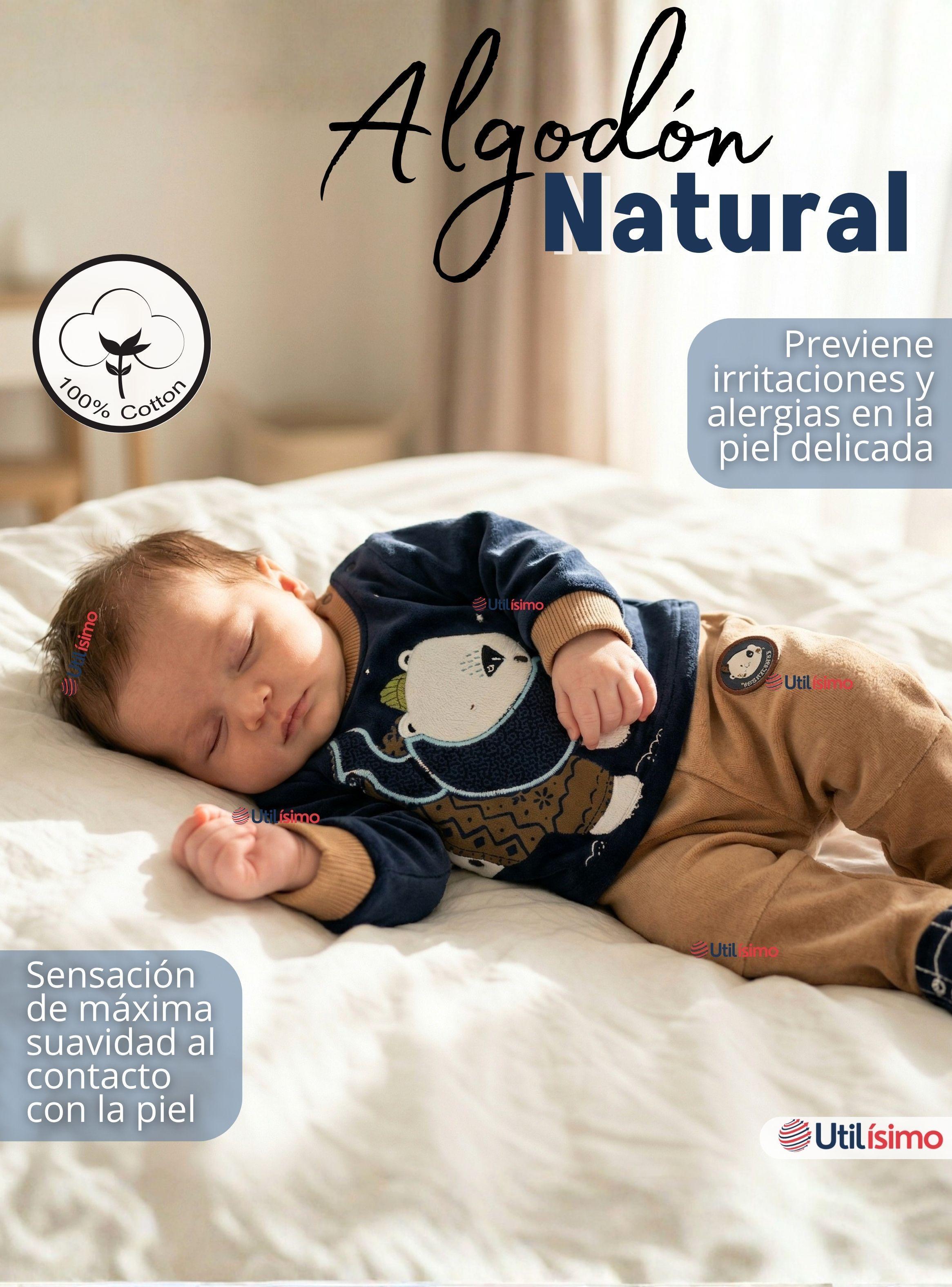Conjunto 2 Piezas Buzo Pantalón Y Polerón Algodón Azul Oso Polar Bebé Niño-3