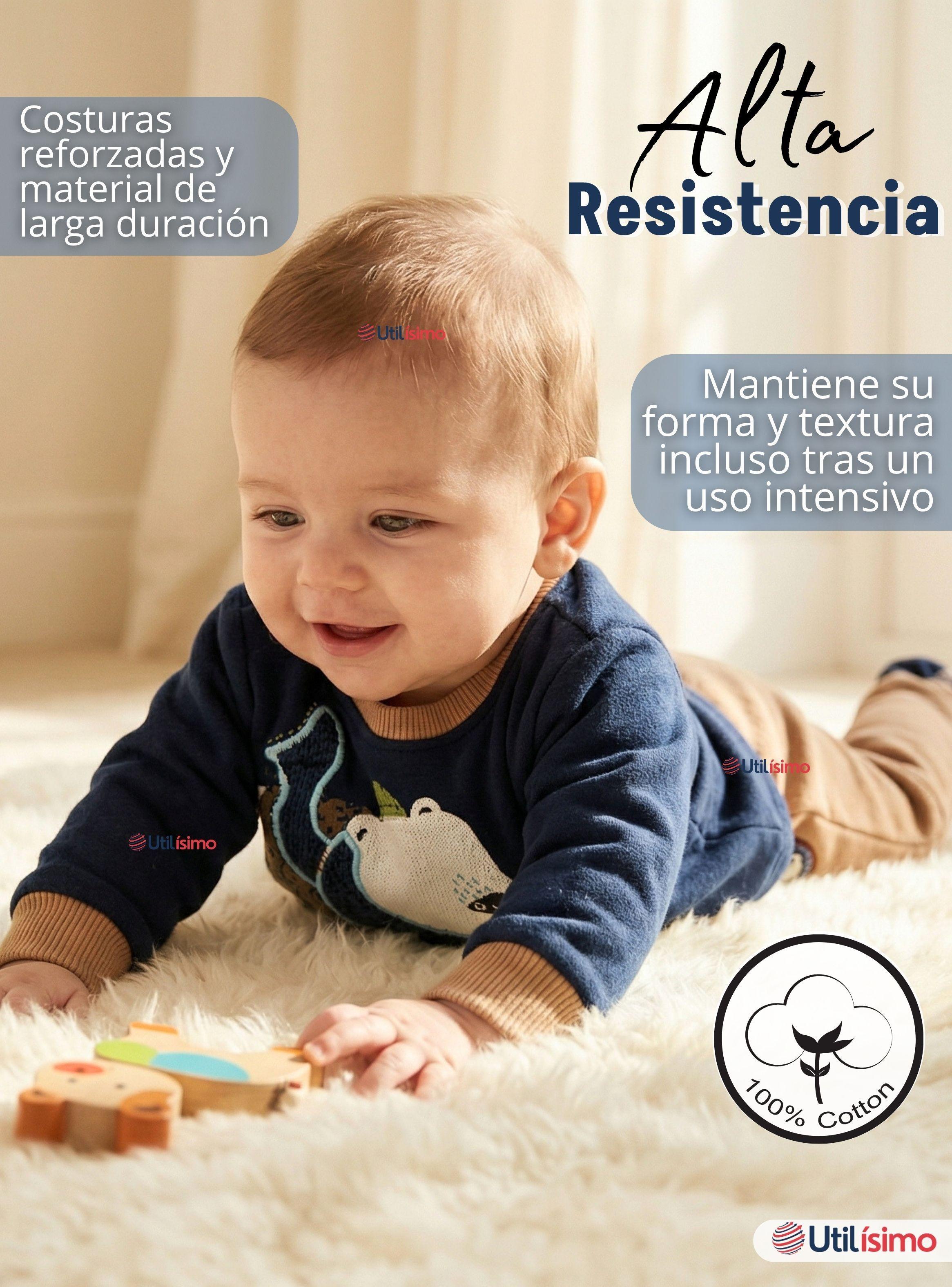Conjunto 2 Piezas Buzo Pantalón Y Polerón Algodón Azul Oso Polar Bebé Niño-5