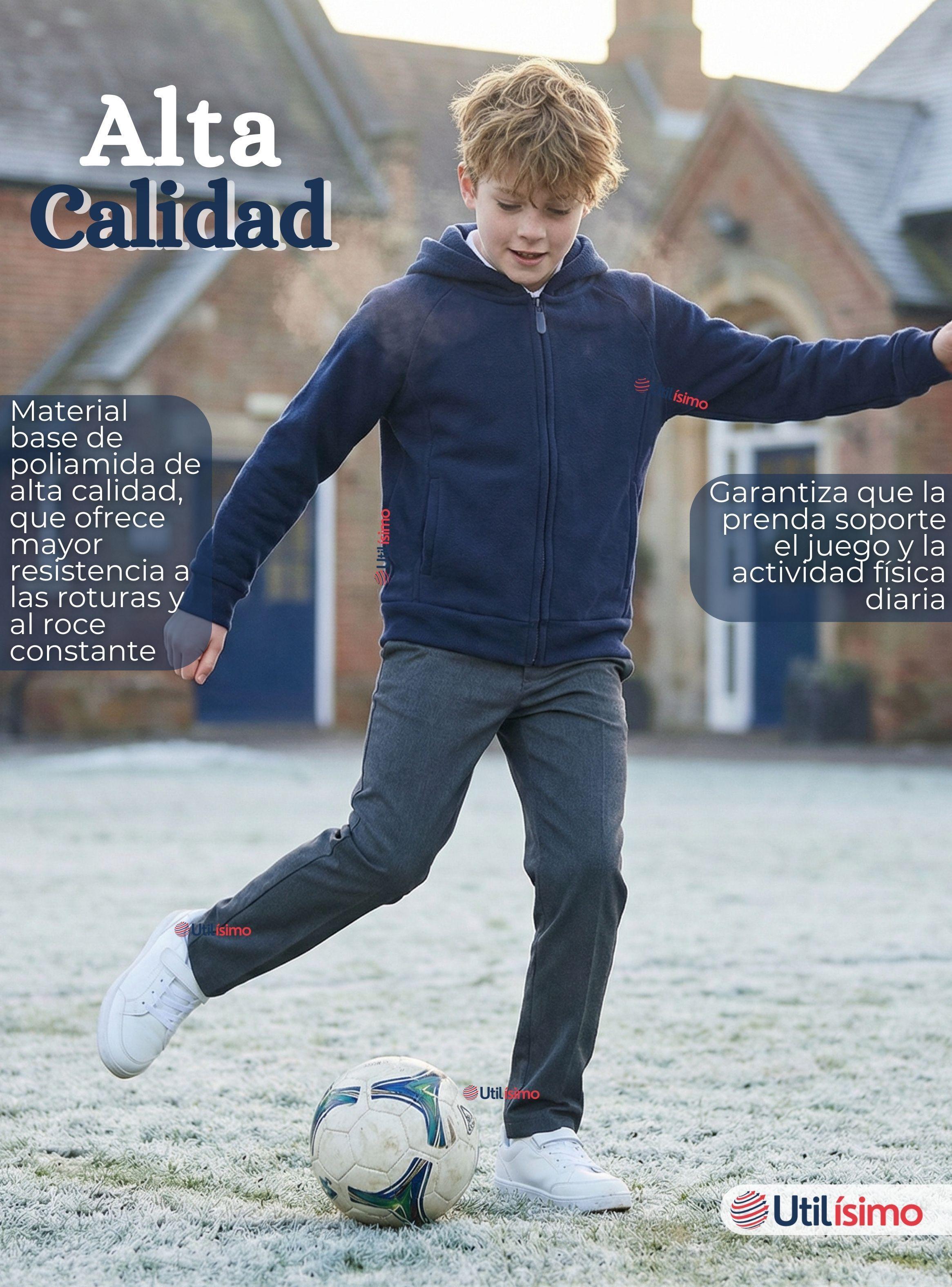 Polerón Escolar Polar Con Capucha Niño Unisex Color Azul 5 a 12 años-6