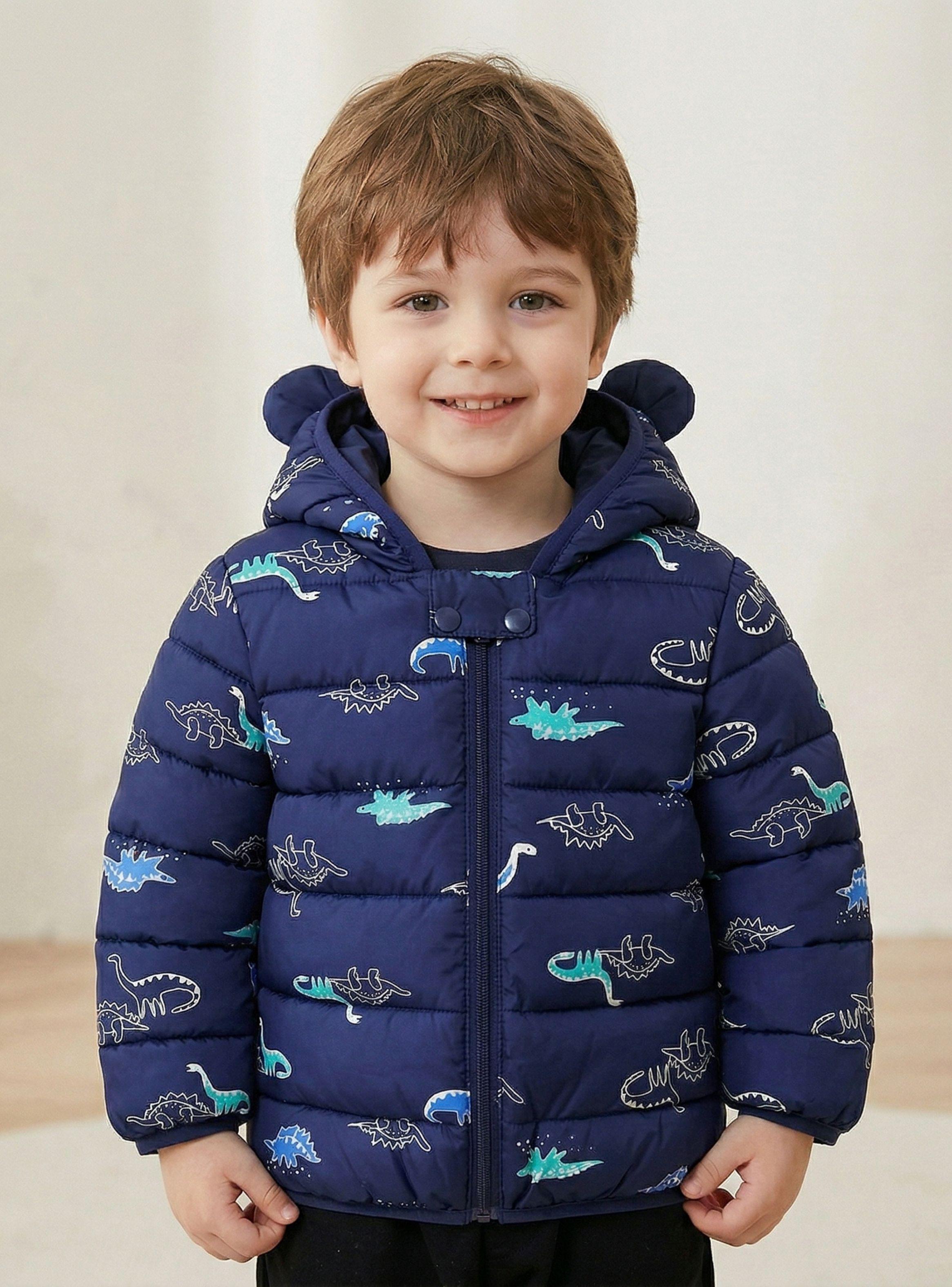 Parka Con Capucha Térmica Poliester Niño Dinosaurio-0