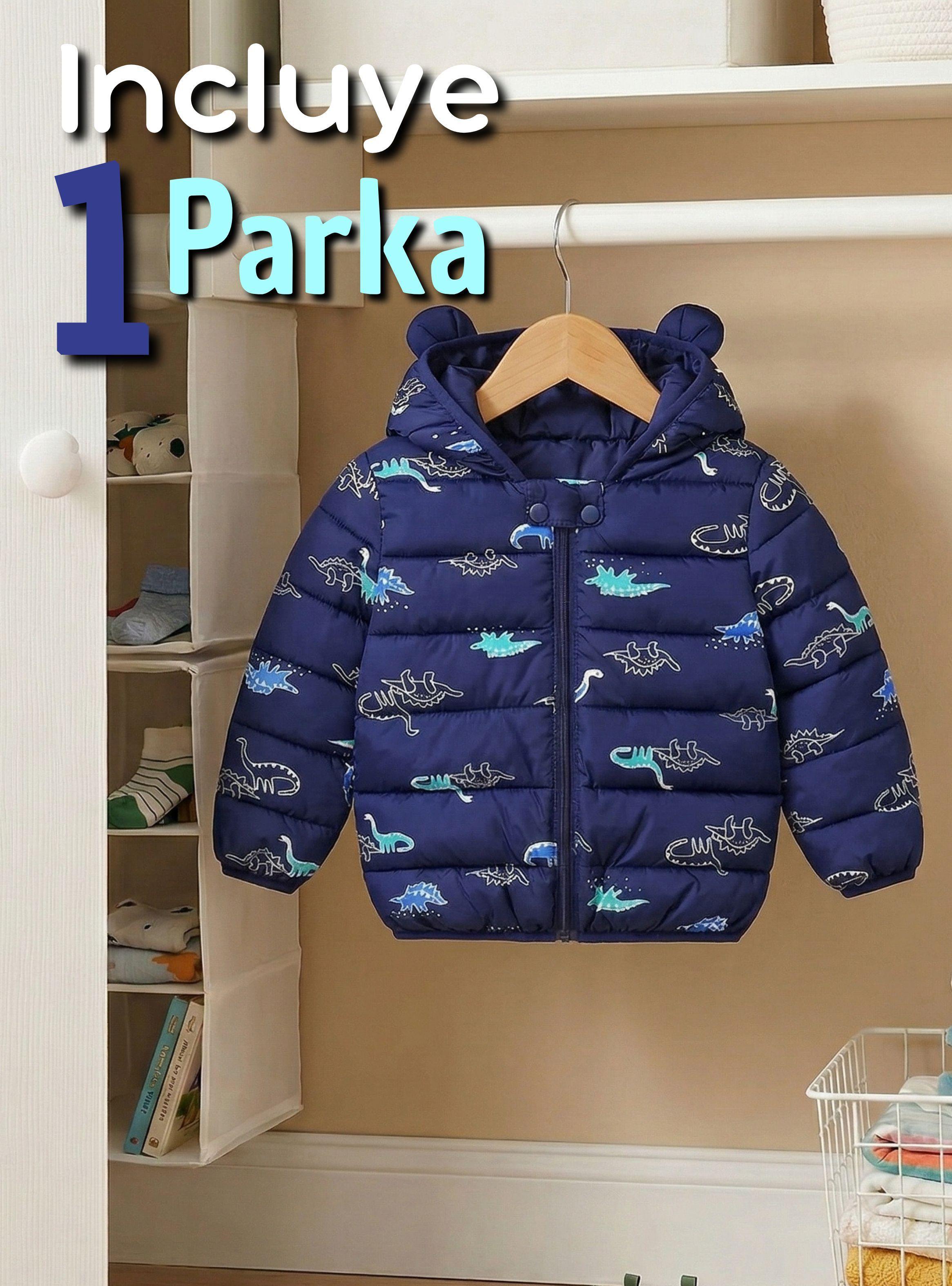 Parka Con Capucha Térmica Poliester Niño Dinosaurio-2