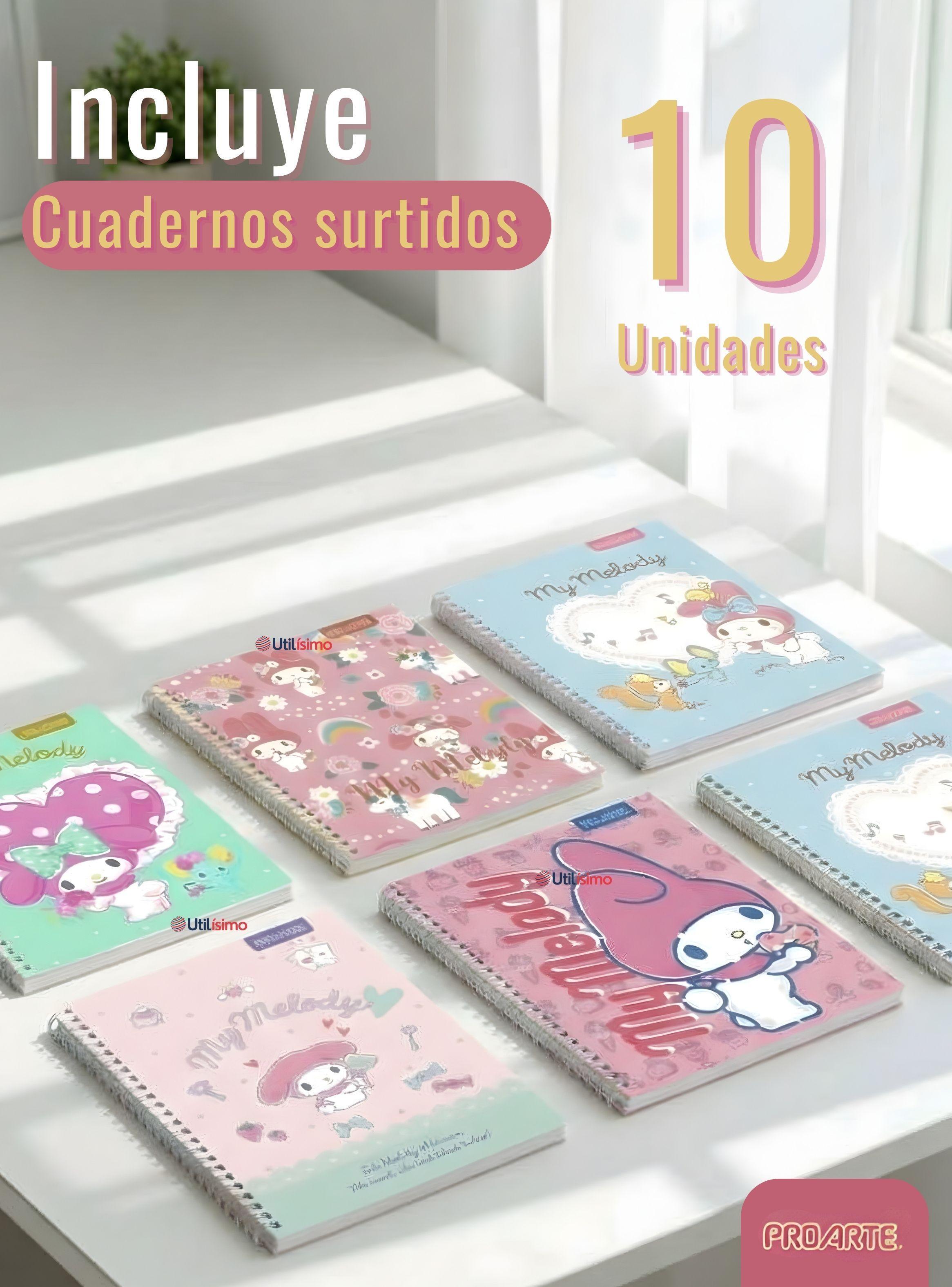 Pack 10 Cuadernos Universitarios My Melody 100 Hojas Proarte 7mm Diseños Surtidos-2