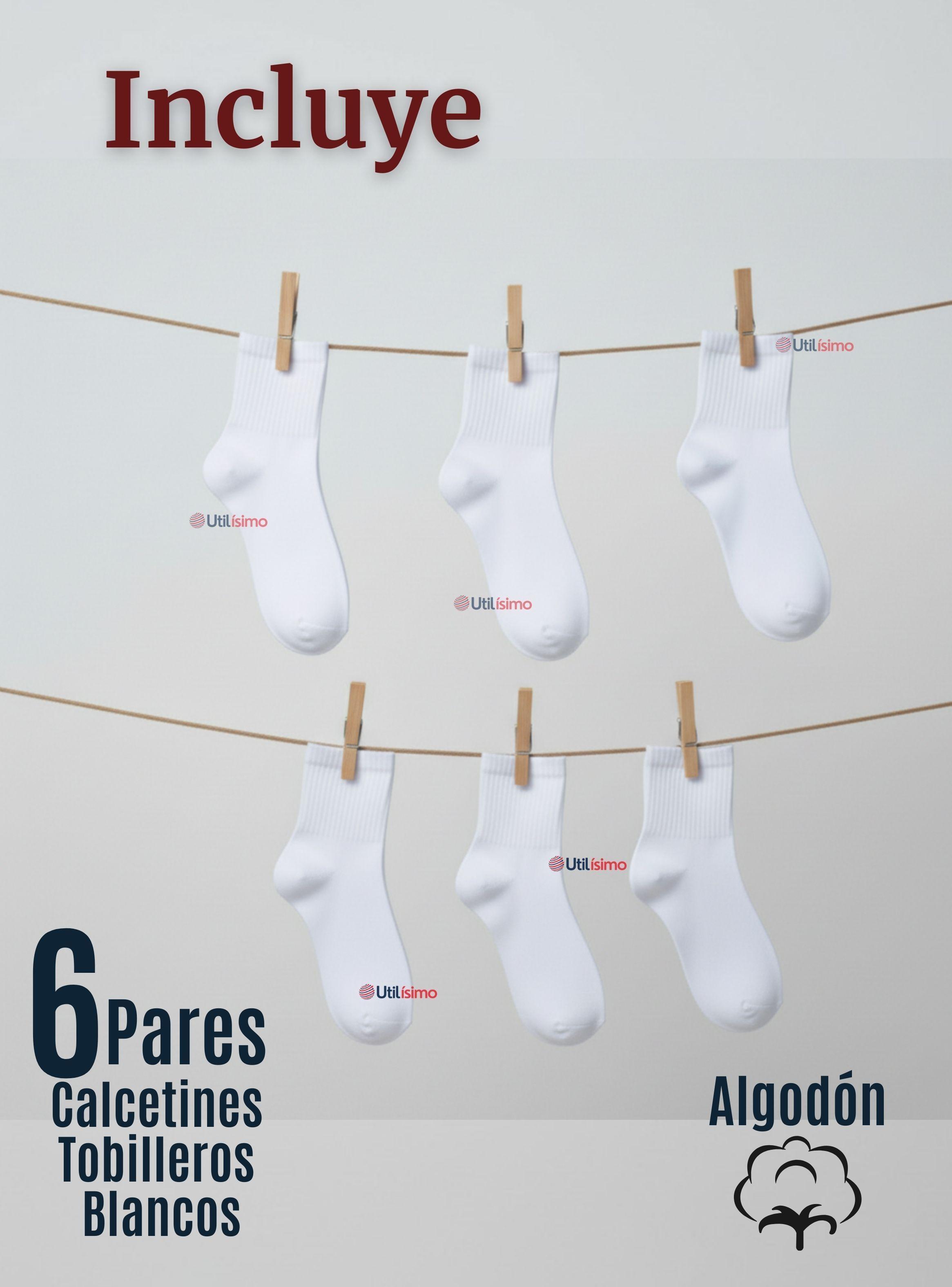 Pack 6 Pares Calcetines Tobilleras Cortos Algodón Color Blanco para Niñas y Niños-1