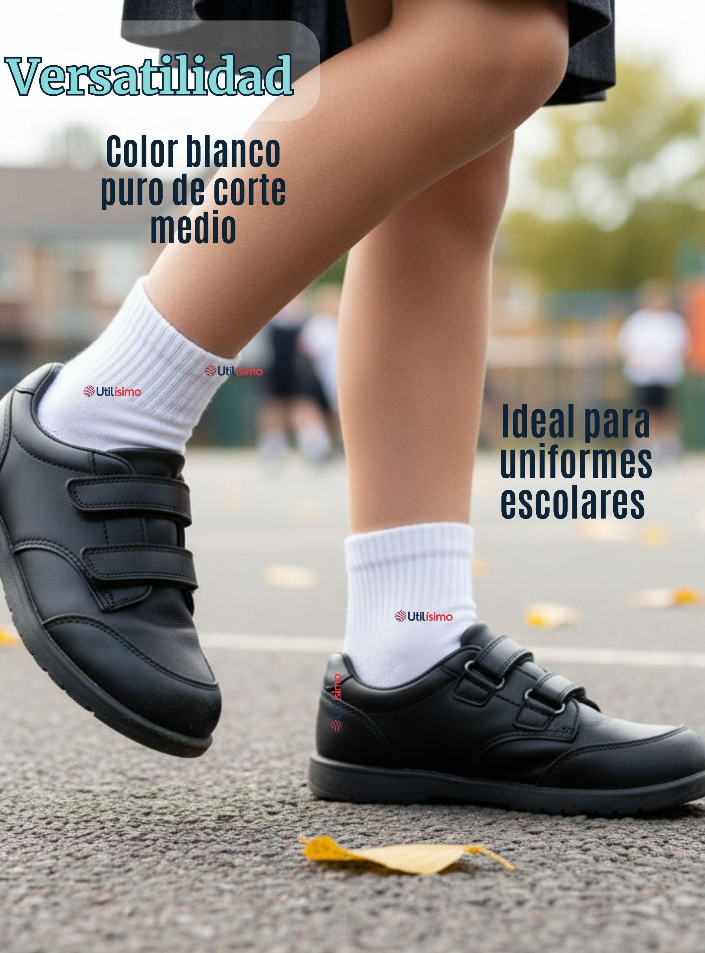 Pack 6 Pares Calcetines Tobilleras Cortos Algodón Color Blanco para Niñas y Niños-6