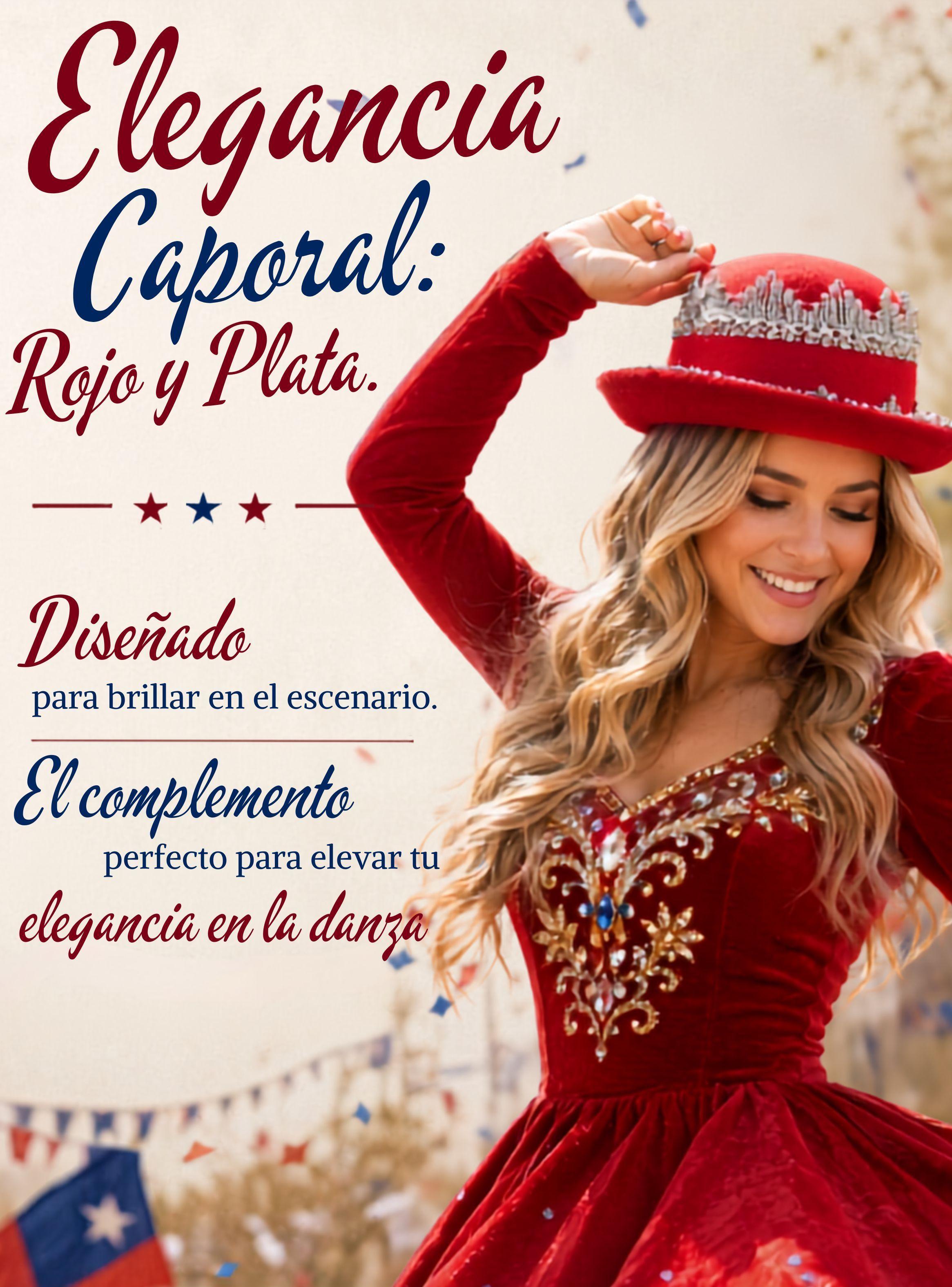 Sombrero Gorro Caporal Mujer Rojo Baile Típico Fiestas Patrias-5