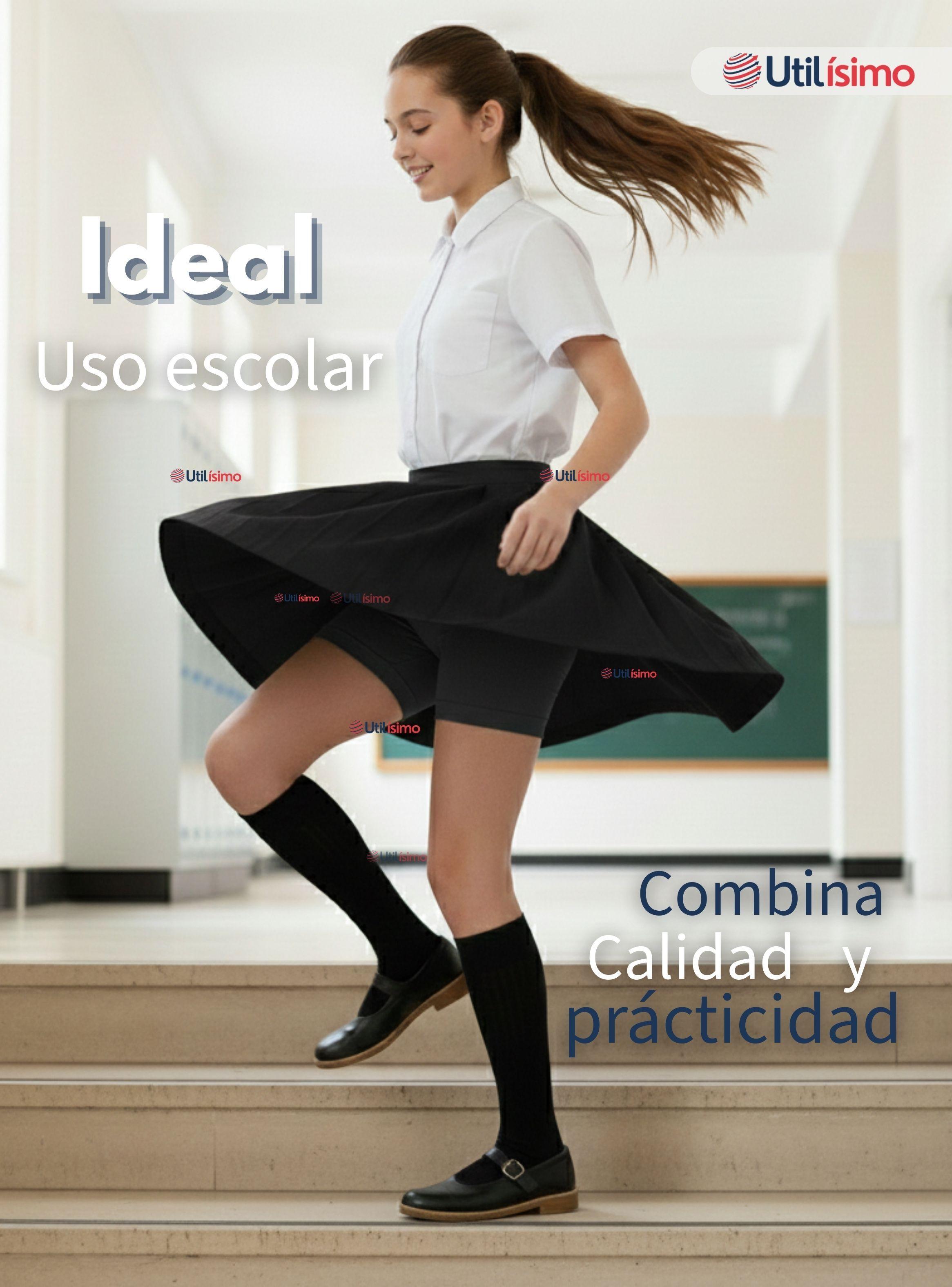 Calza Corta Escolar Pata Deportivas Niña Juvenil Color Negro-2