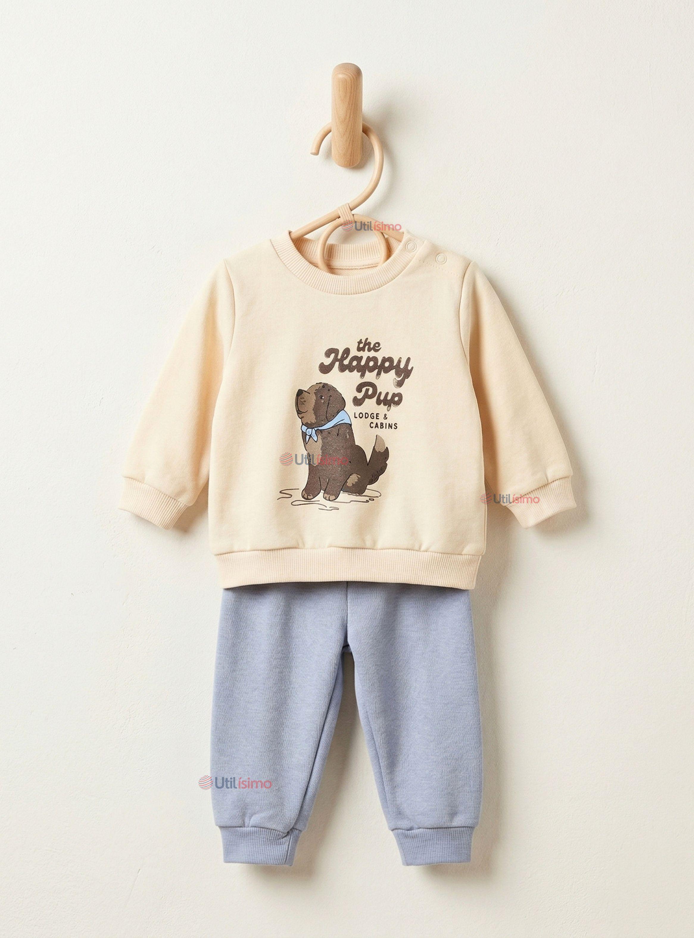 Conjunto 2 Piezas Buzo Pantalón Y Polerón Algodón Beige para Bebé Niño-0