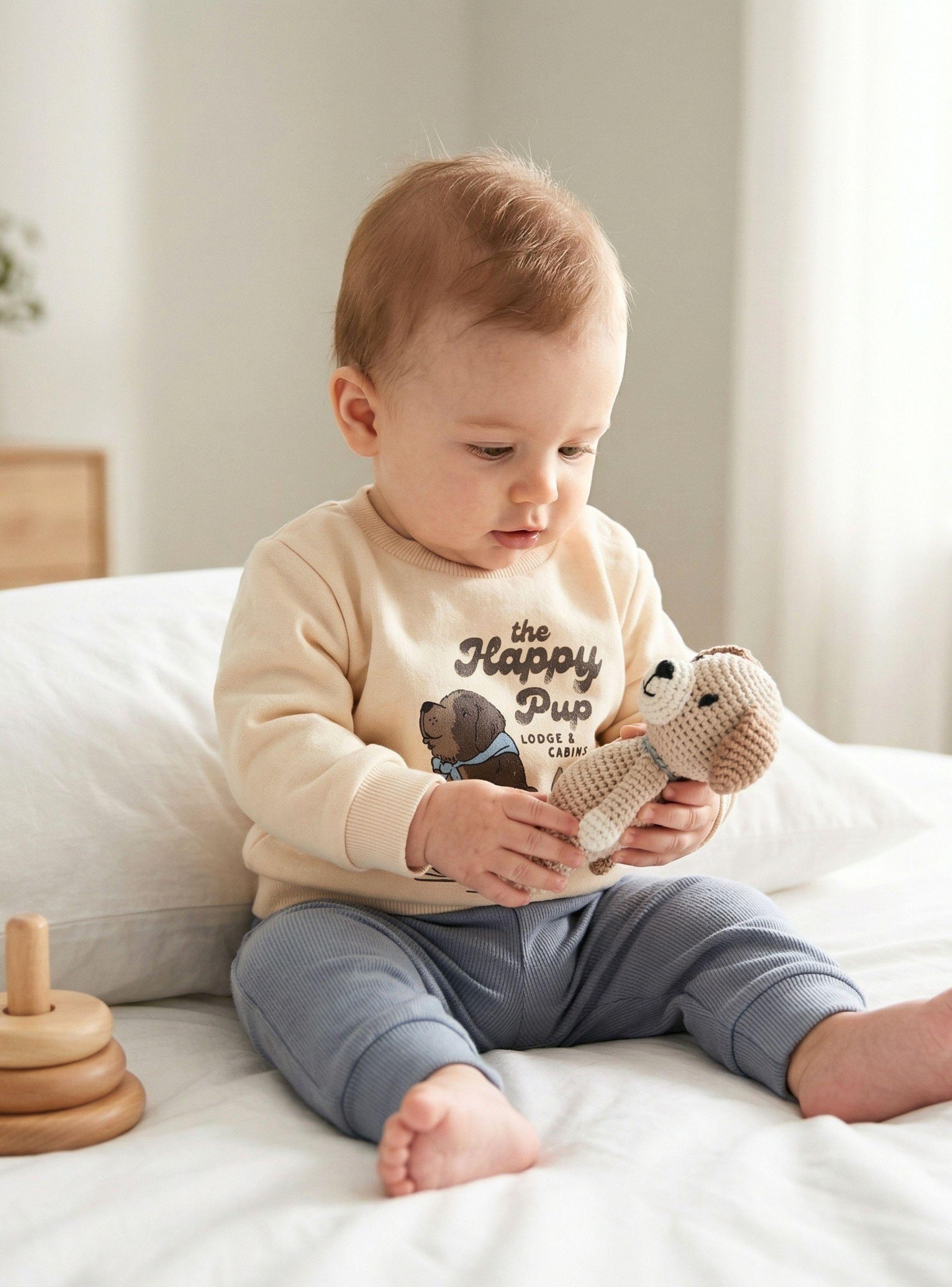 Conjunto 2 Piezas Buzo Pantalón Y Polerón Algodón Beige para Bebé Niño-1