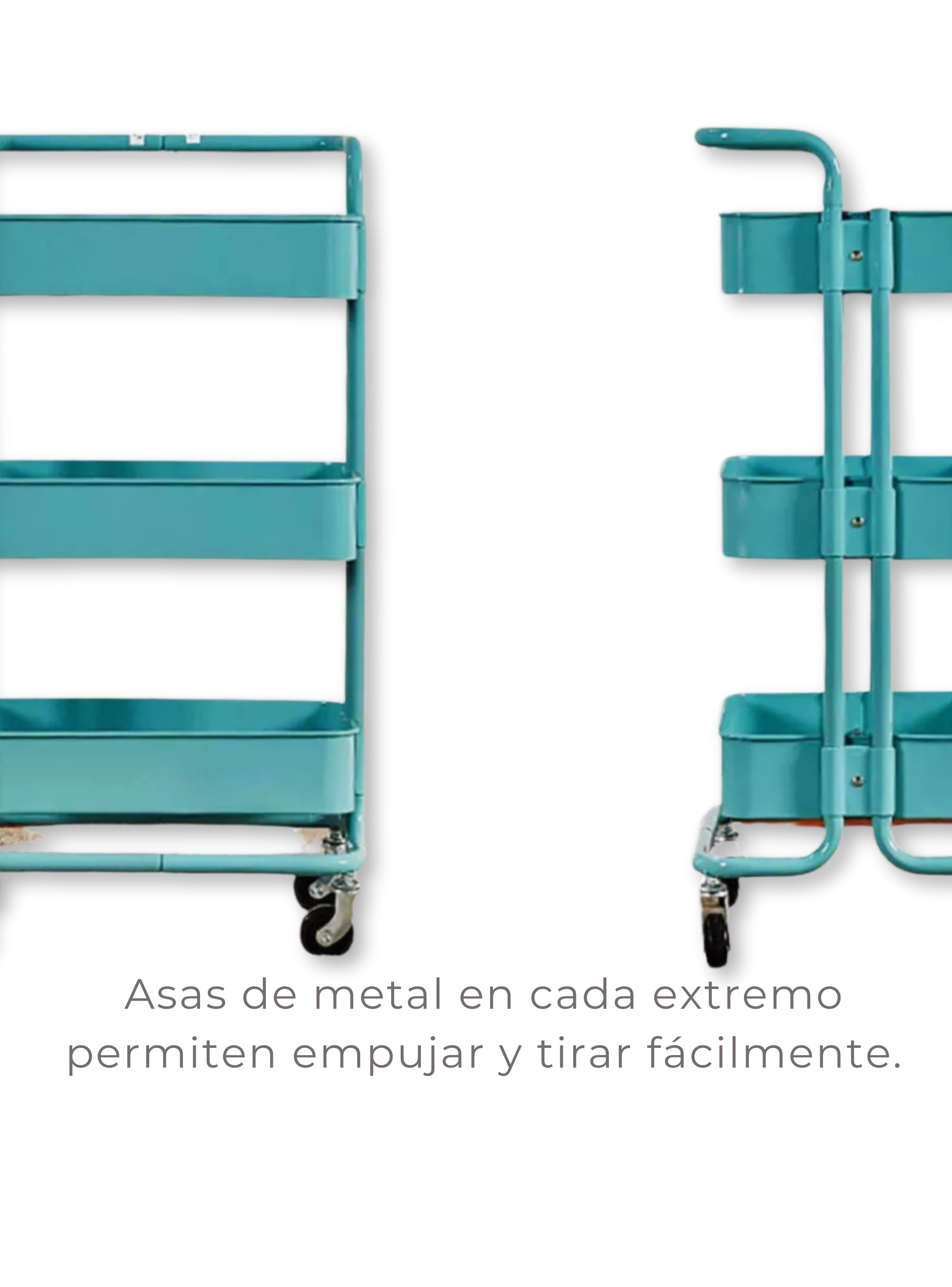 Carrito De Almacenamiento Organizador 3 Niveles Con Ruedas Color Turquesa-3