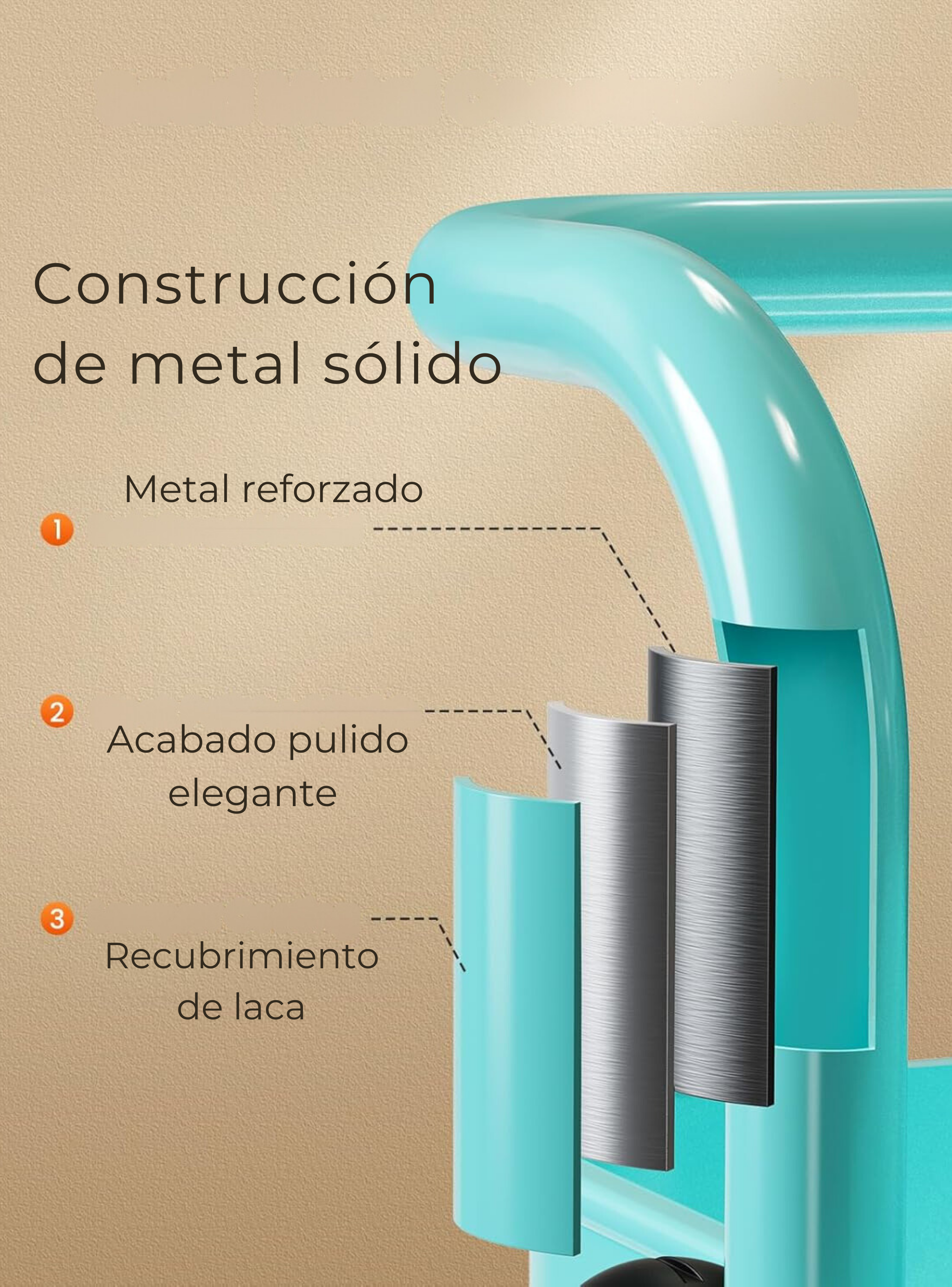 Carrito De Almacenamiento Organizador 3 Niveles Con Ruedas Color Turquesa-6