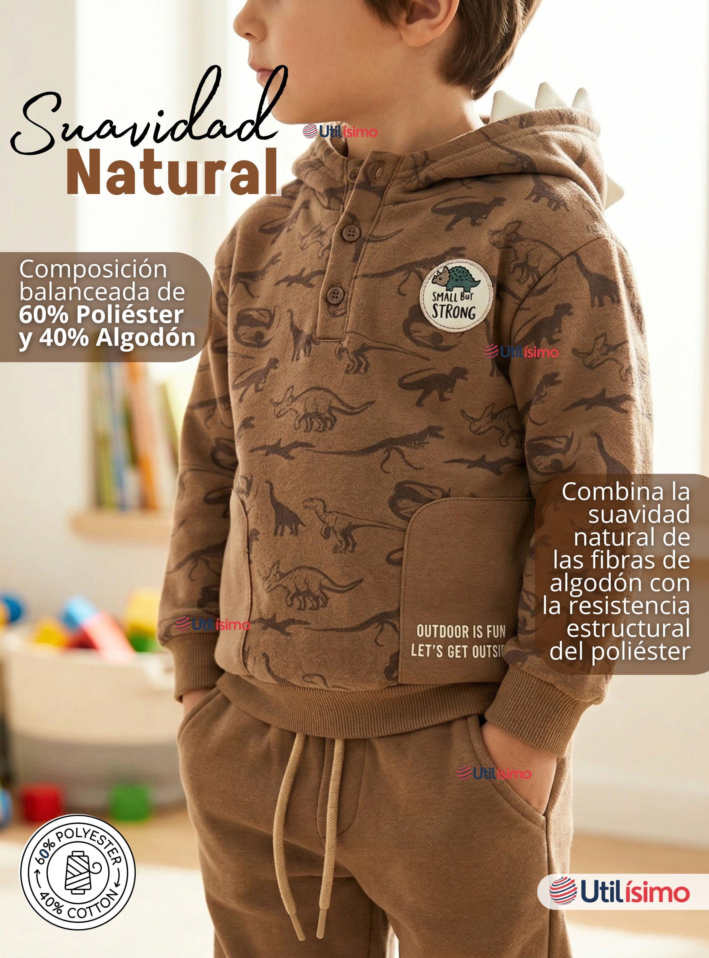 Conjunto 2 Piezas Buzo Pantalón Y Polerón Con Capucha Dinosaurios de Niños-5