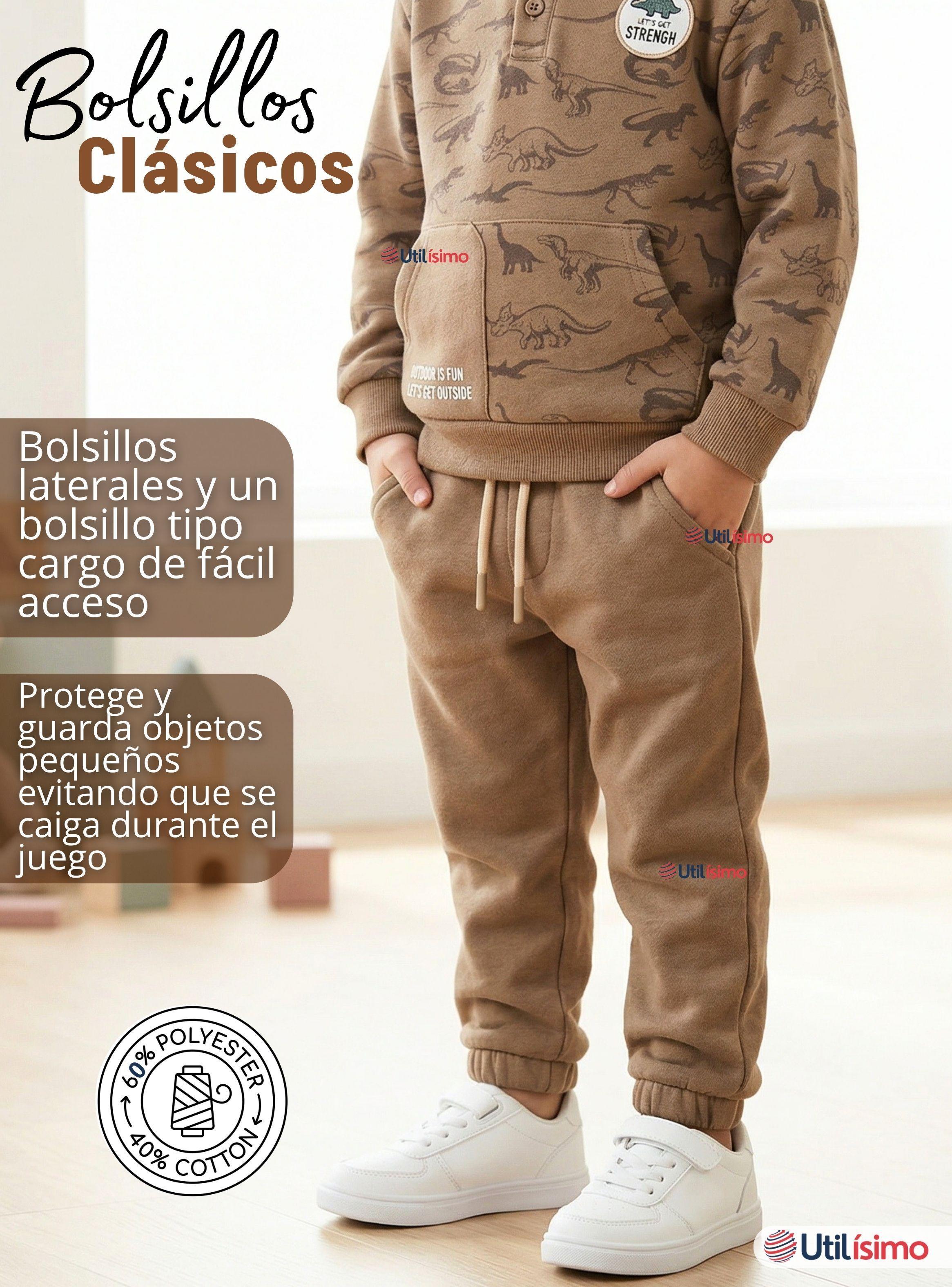 Conjunto 2 Piezas Buzo Pantalón Y Polerón Con Capucha Dinosaurios de Niños-7