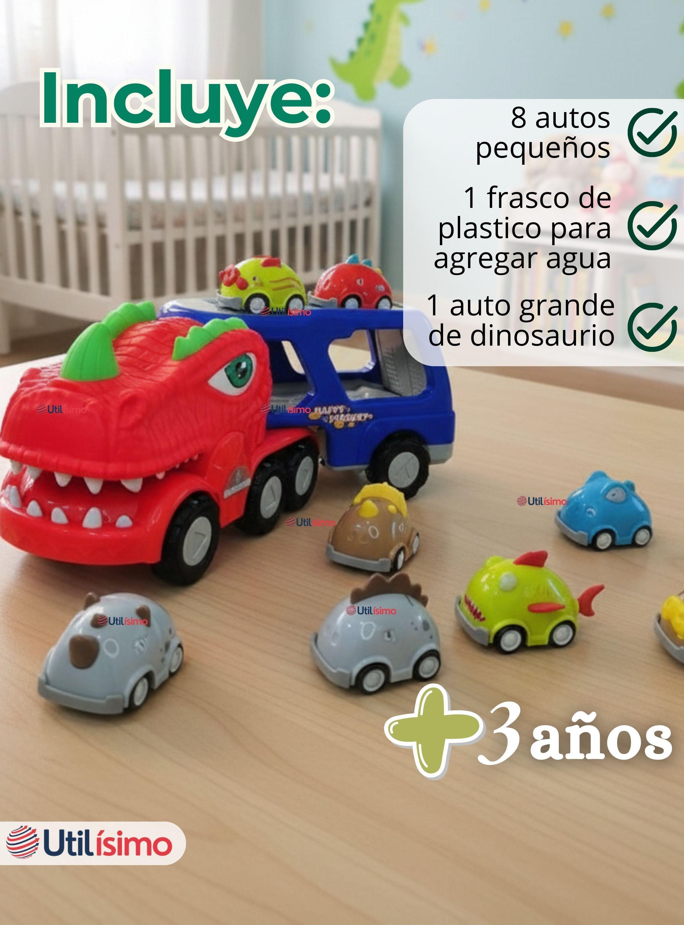 Camión Dinosaurio Con Música Luces y Función de Spray + 8 Mini Coches-2