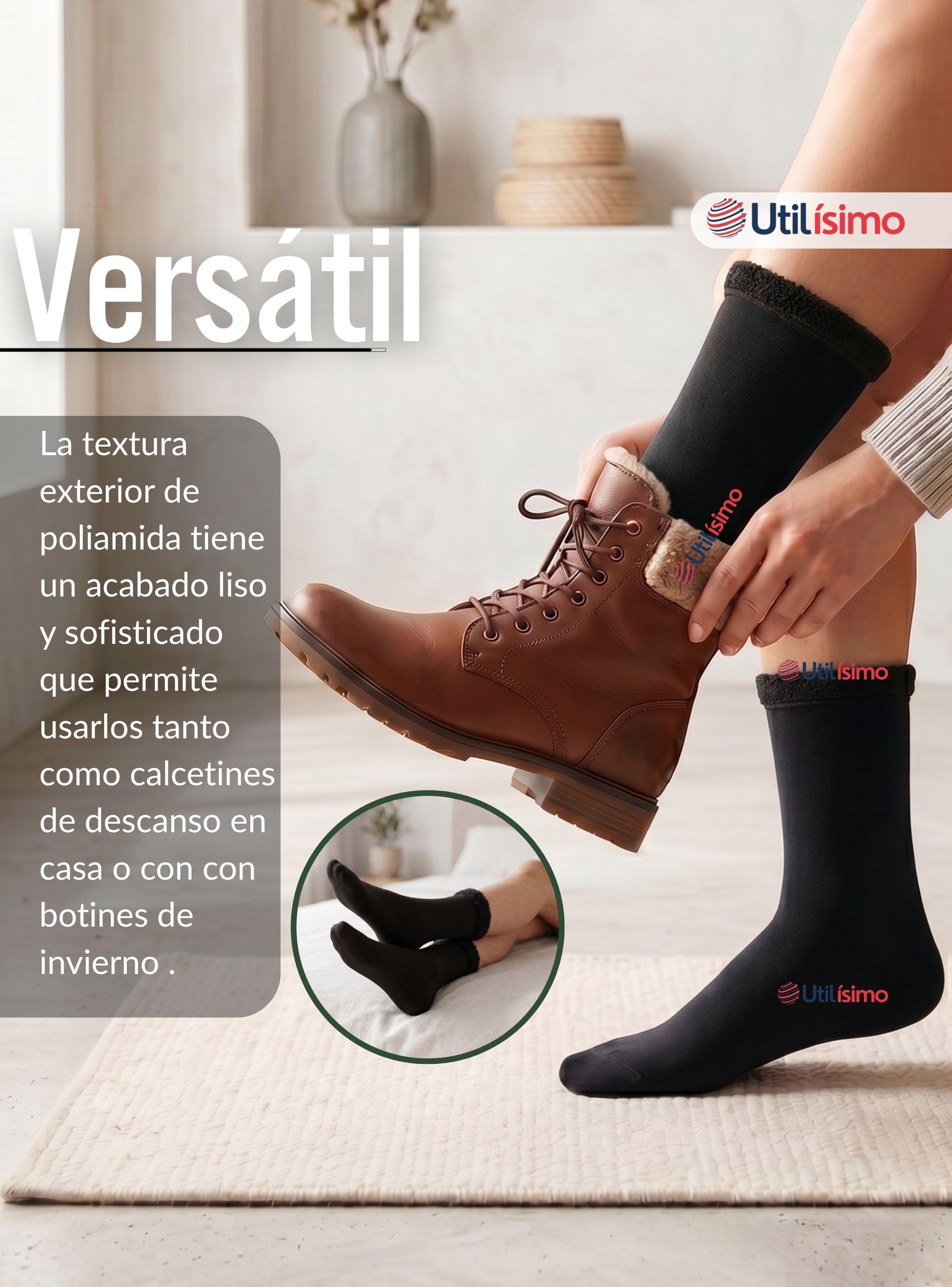Pack 6 Pares Calcetines Chiporro Mujer Ultra Térmico Negro Invierno Polar-6