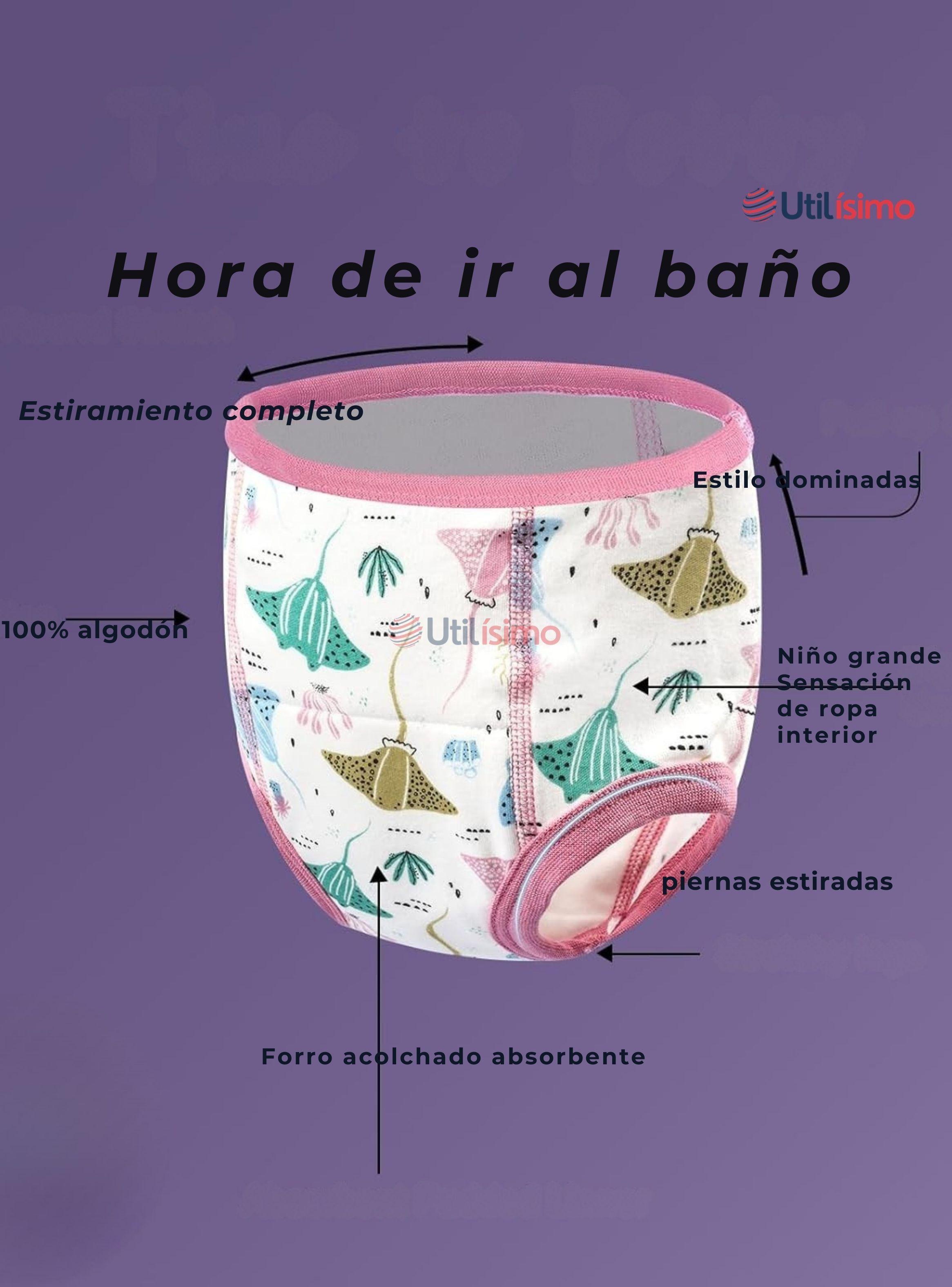 Pack 3 Calzón Pantys Niña Entrenamiento Algodón Absorbente Transpirable Cintura Elástica-5