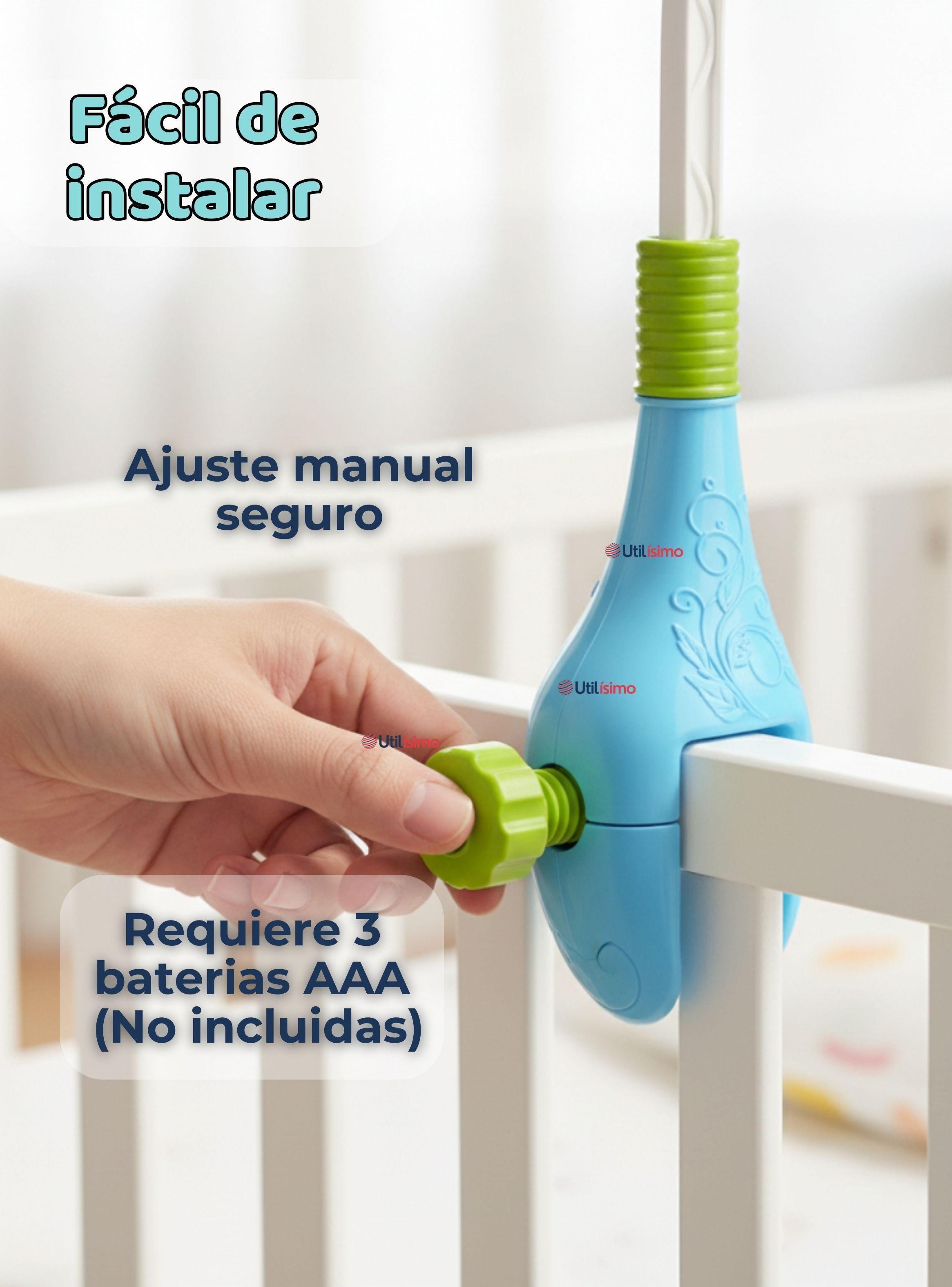 Móvil Sonajero Giratorio Musical Bebé Niño color Azul-4