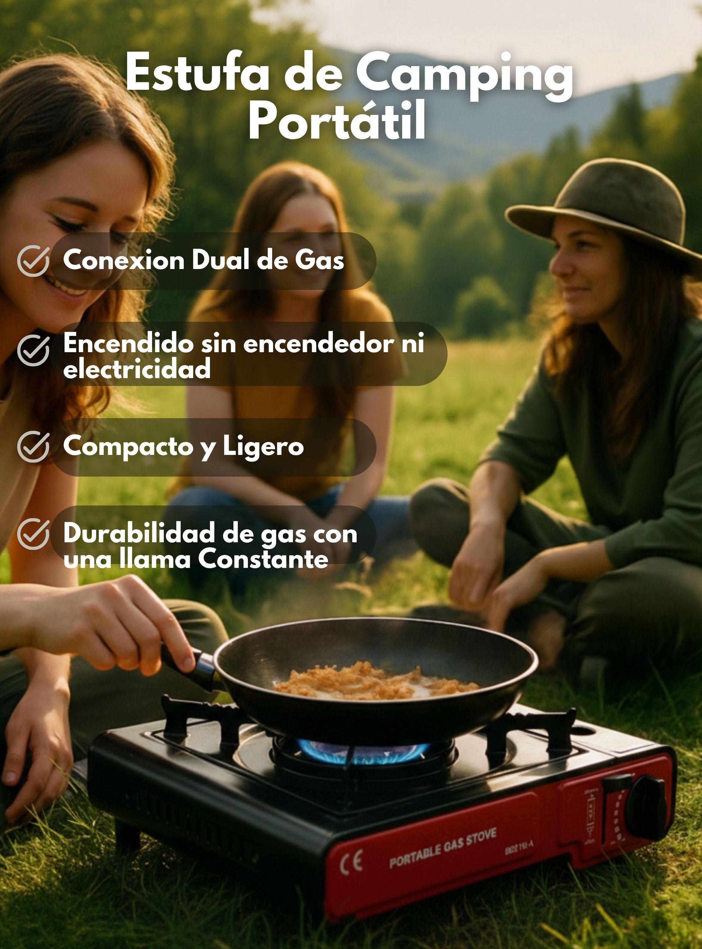 Cocina Cocinilla Portátil Camping + Kit de Instalación + Lata de Gas-3