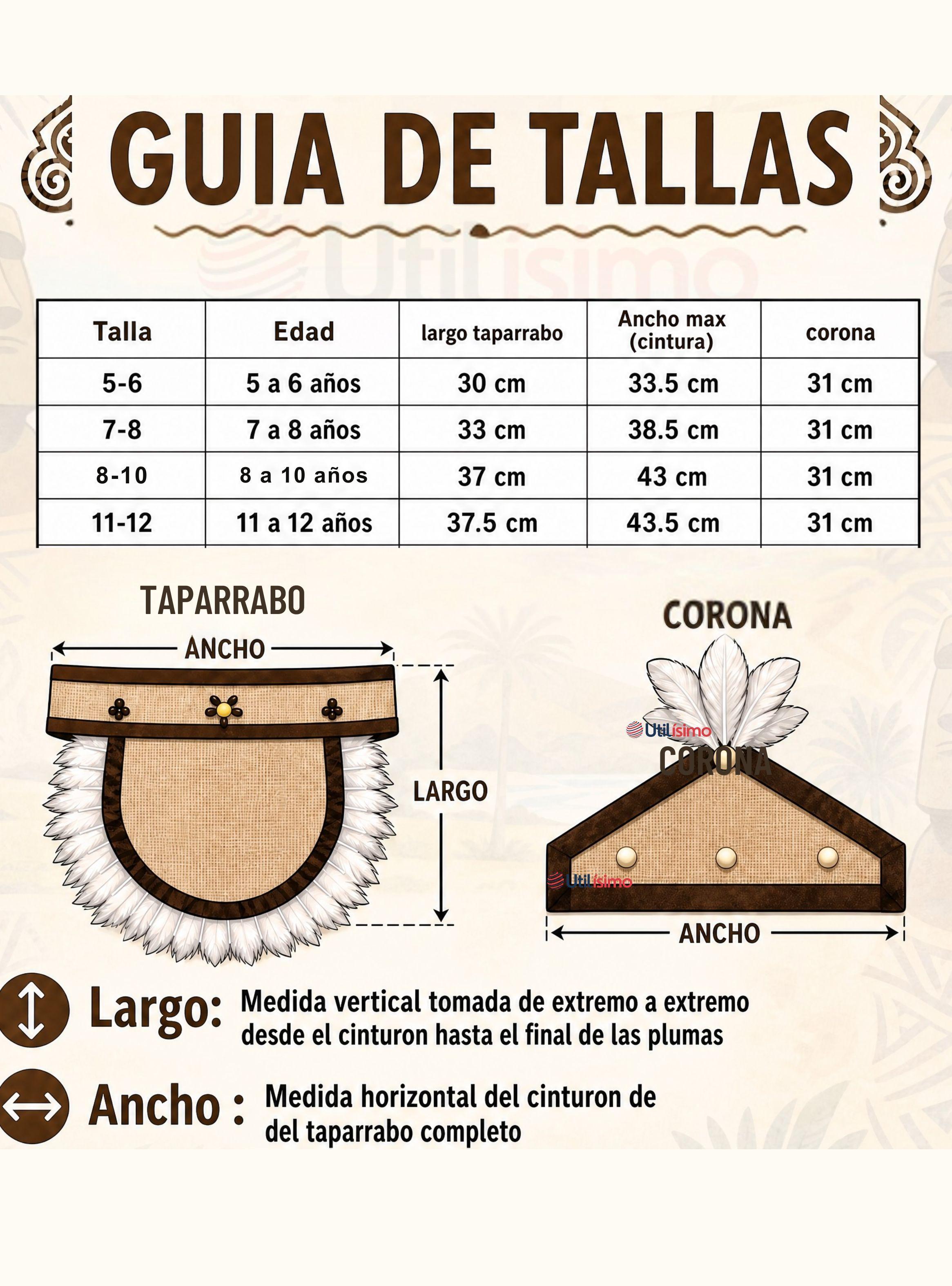 Traje Pascuense Típico Completo 4 Piezas de NIño Rapa Nui Fiestas Patrias-2