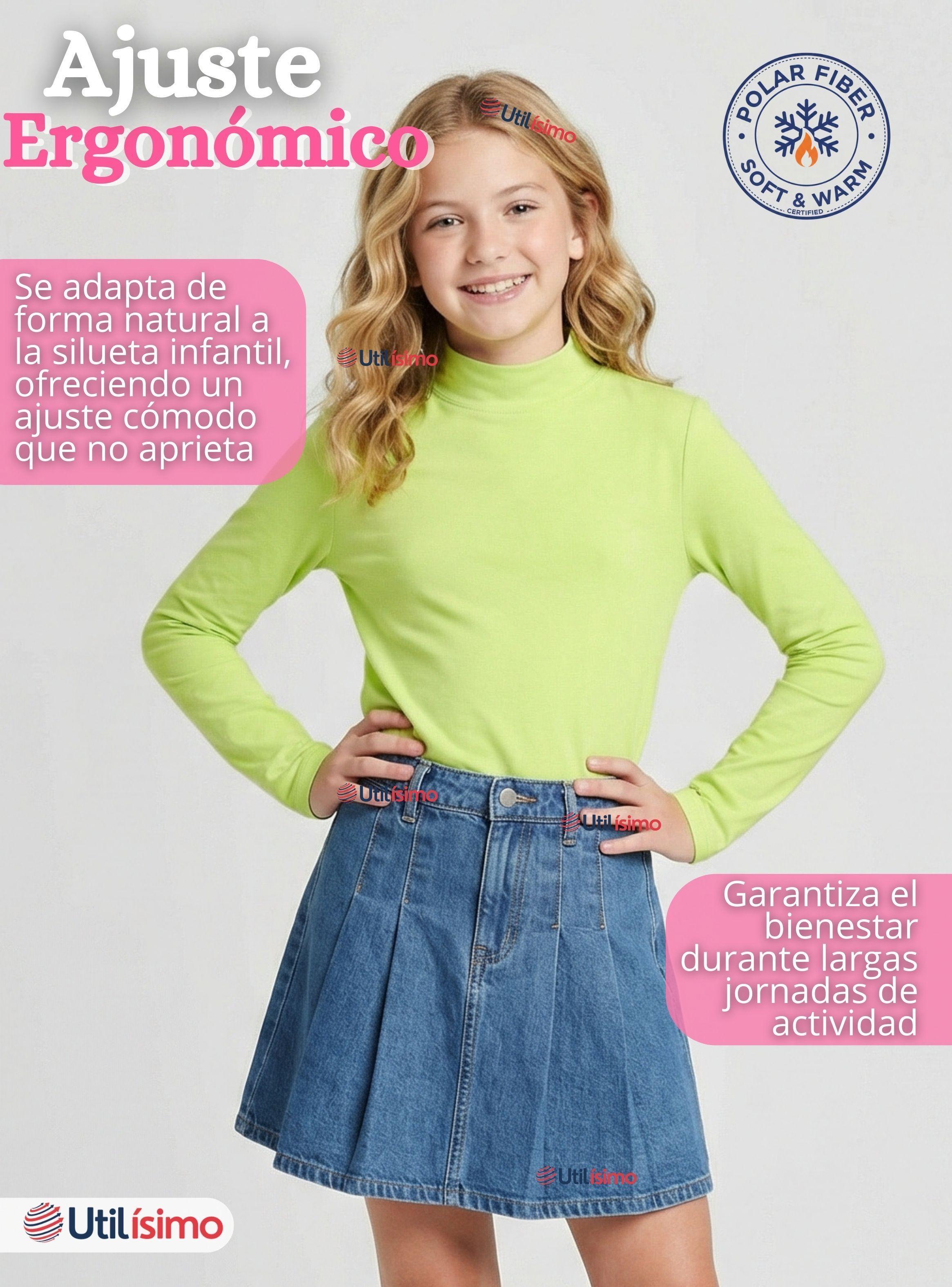 Pack 3 Poleras Camisetas Polar Primera Capa Cuello Beatle Manga Larga Colores Surtido Niñas-7