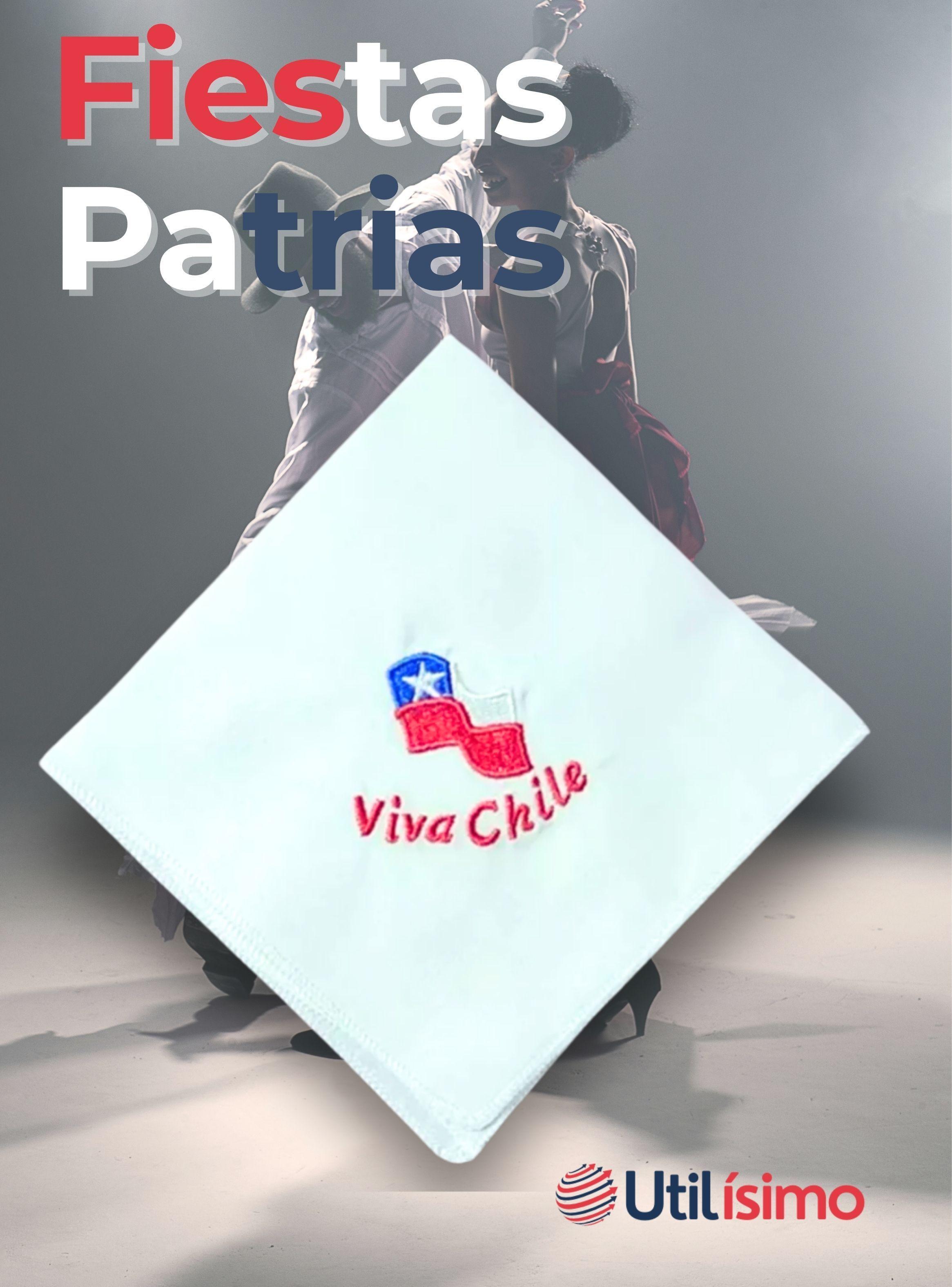 Pack 6 Pañuelos Baile Cueca 36 CM Bordado Viva Chile Baile Fiestas Patrias-7