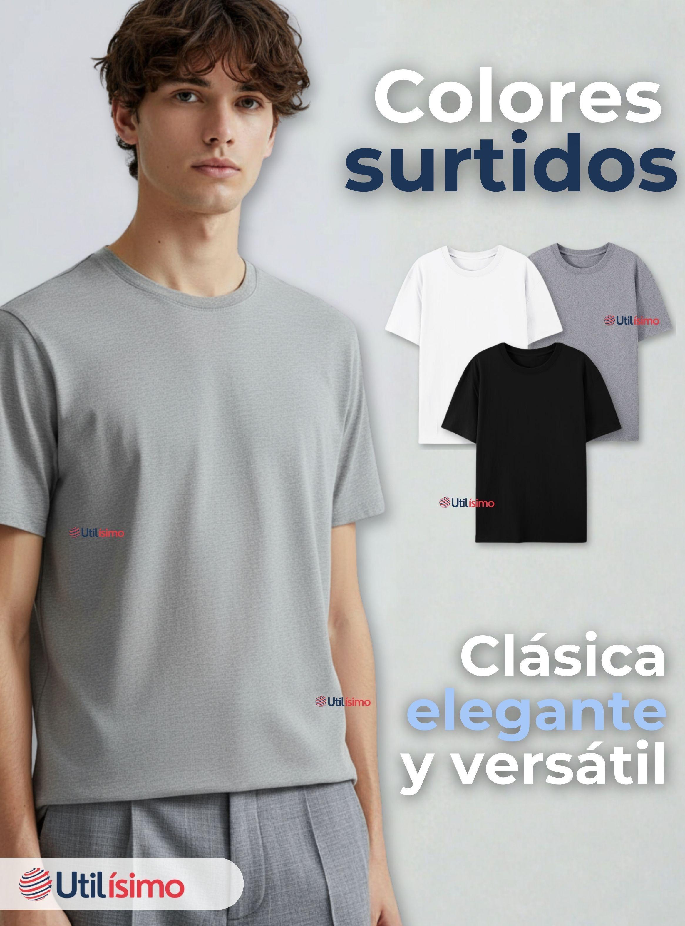 Pack 6 Camisetas Poleras 100% Algodón Básica Elástica Hombre Colores Surtidos-1