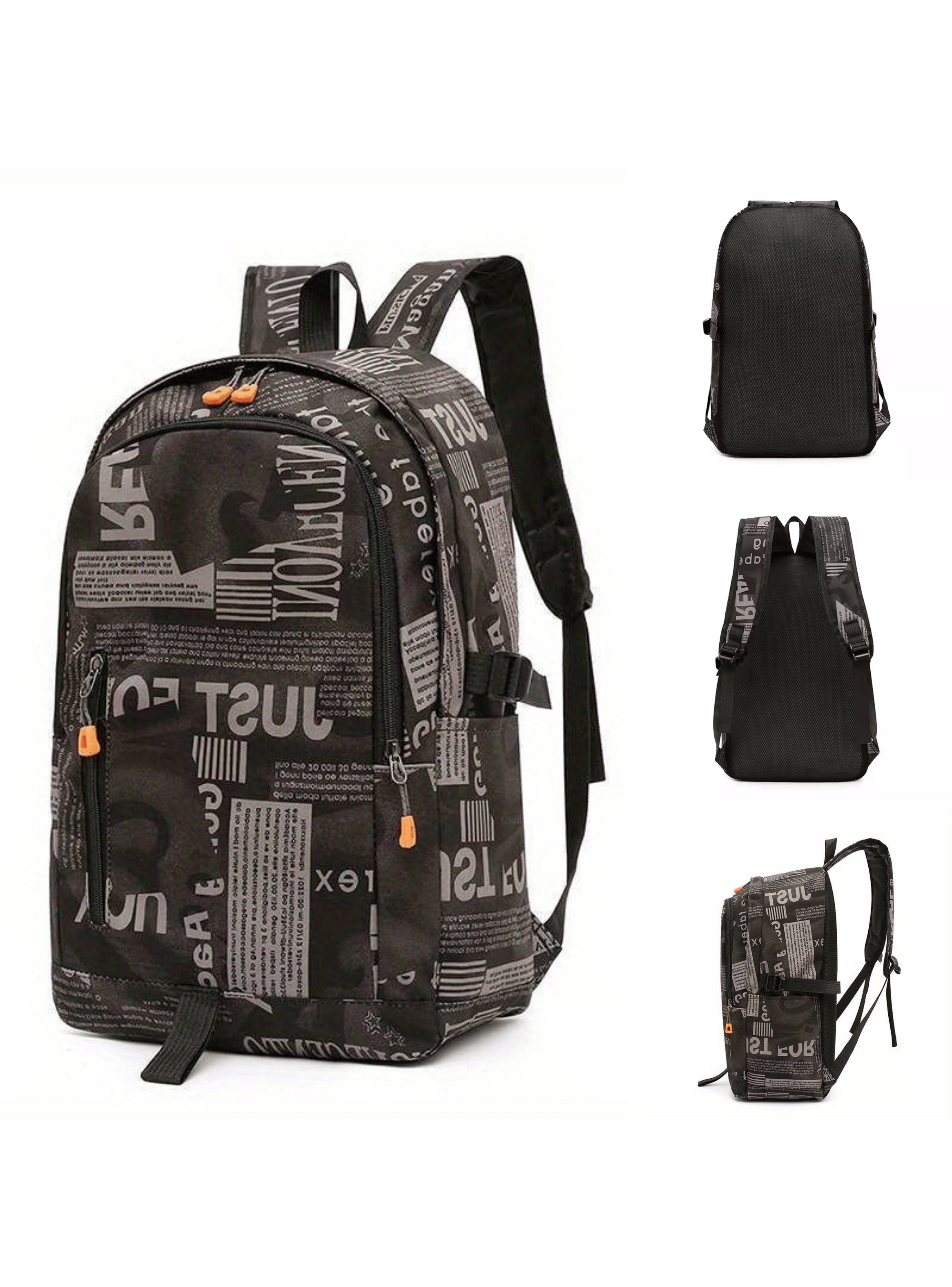 Pack Mochila Lonchera Estuche Grande 49cm Juvenil y Escolar Black-4
