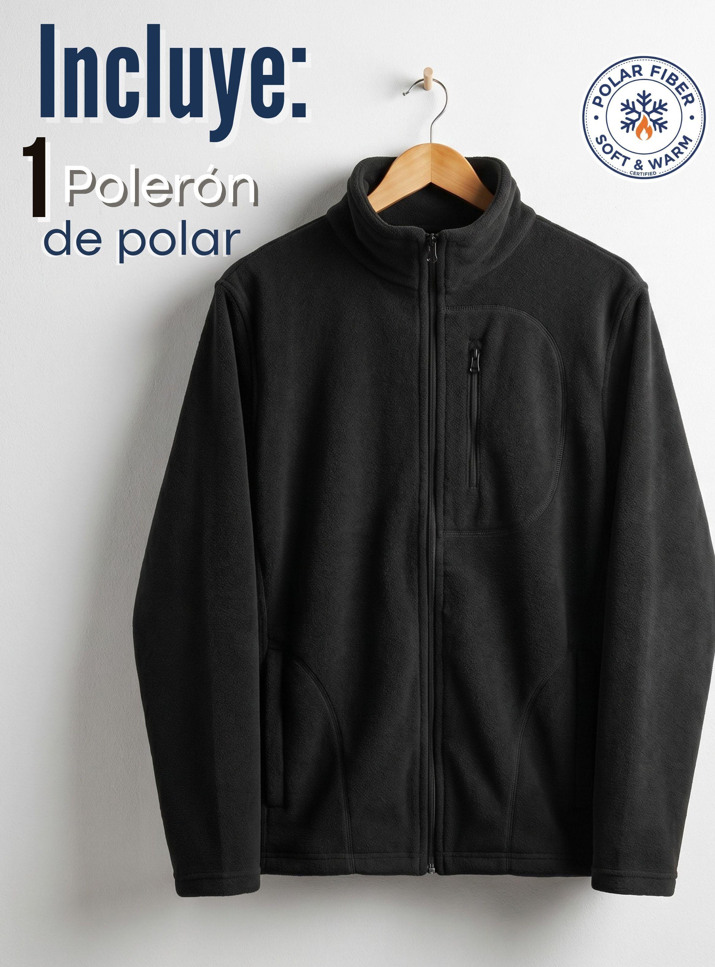 Polerón Térmico Micropolar Cuello Alto Hombre Color Negro Invierno-2