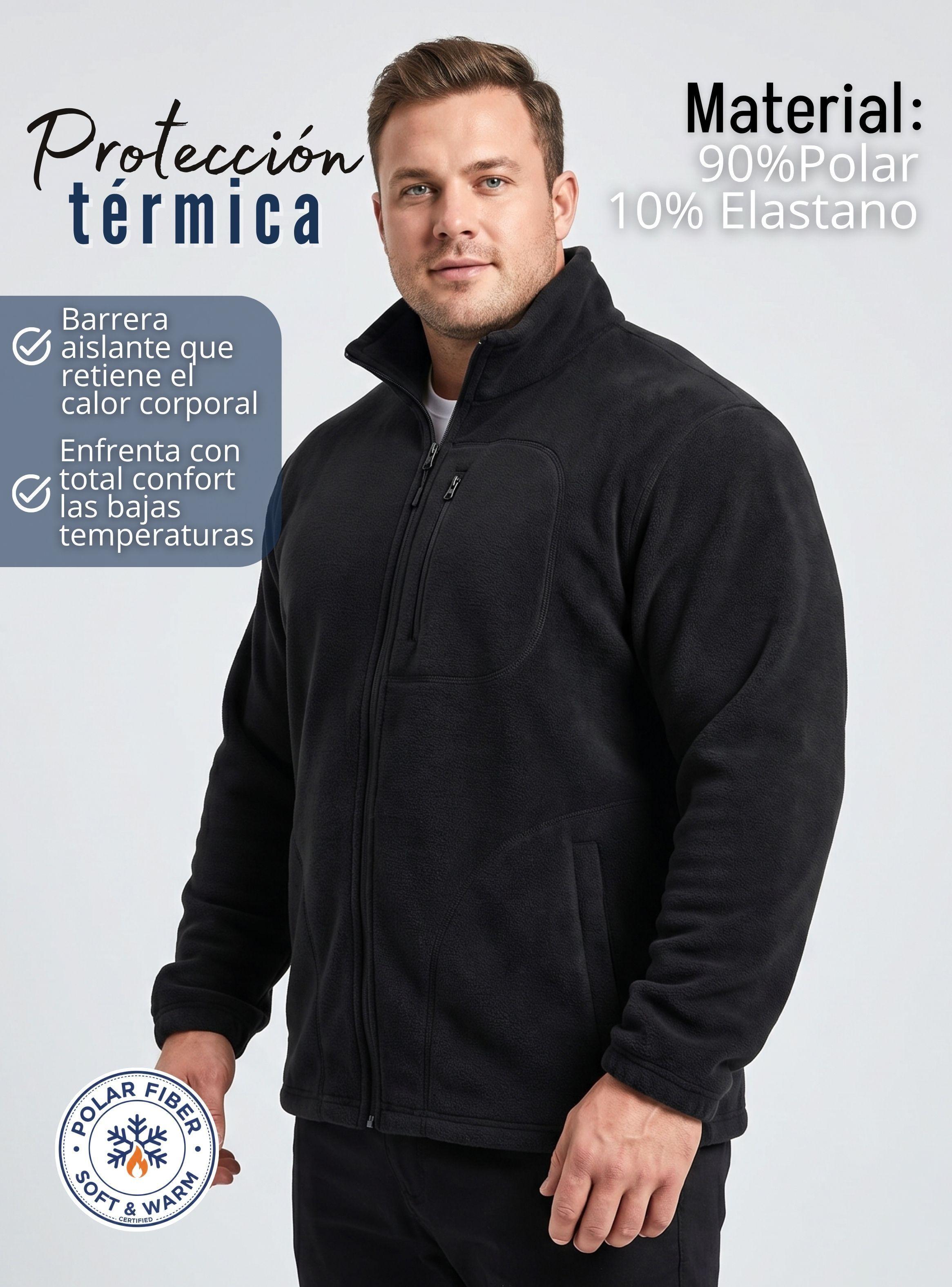 Polerón Térmico Micropolar Cuello Alto Hombre Color Negro Invierno-4