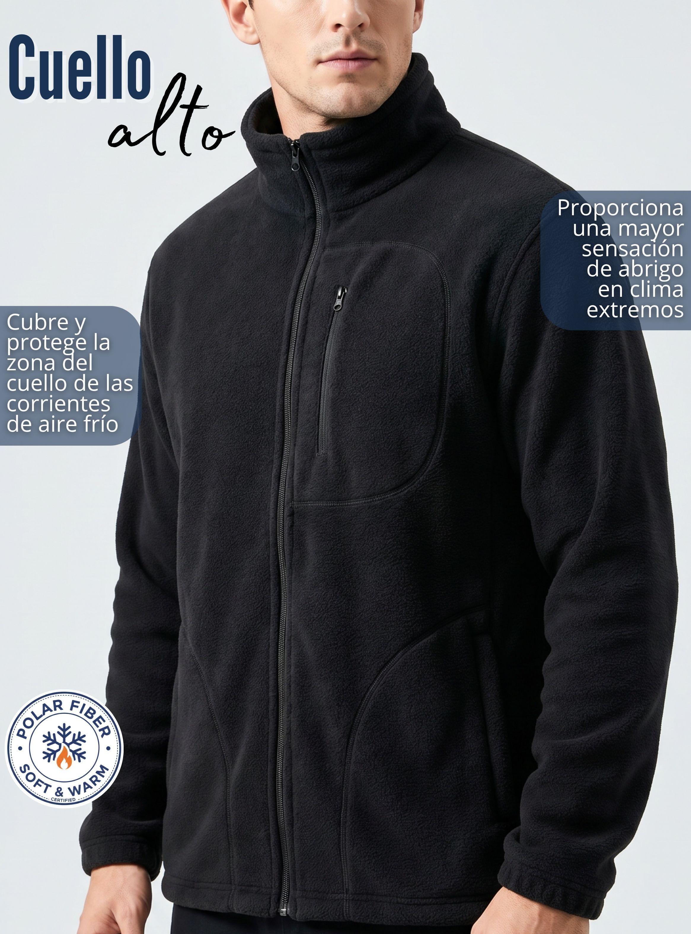 Polerón Térmico Micropolar Cuello Alto Hombre Color Negro Invierno-6