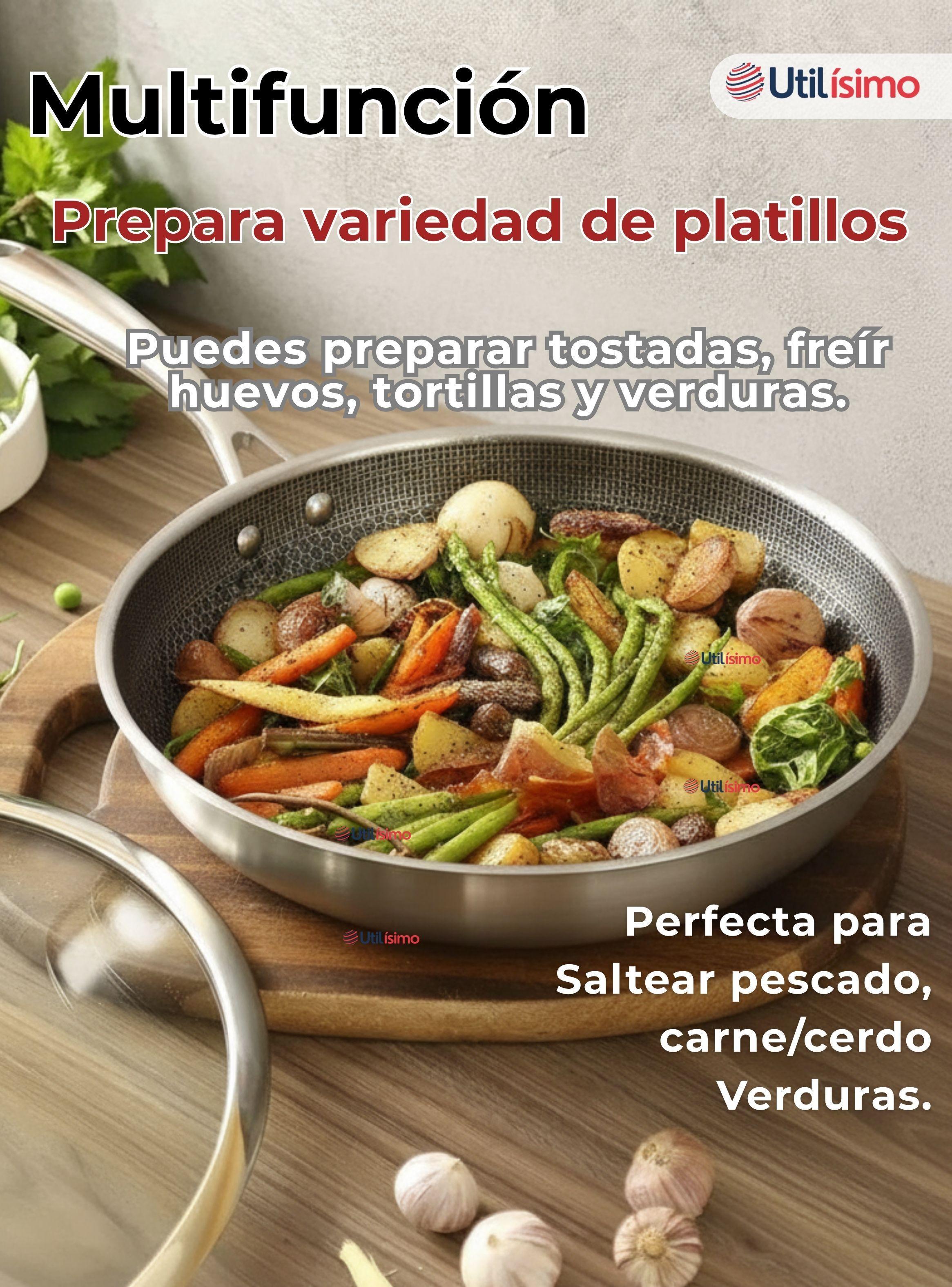 Sartén de Acero Inoxidable Antiadherente 24cm Para Freír y Saltear-4