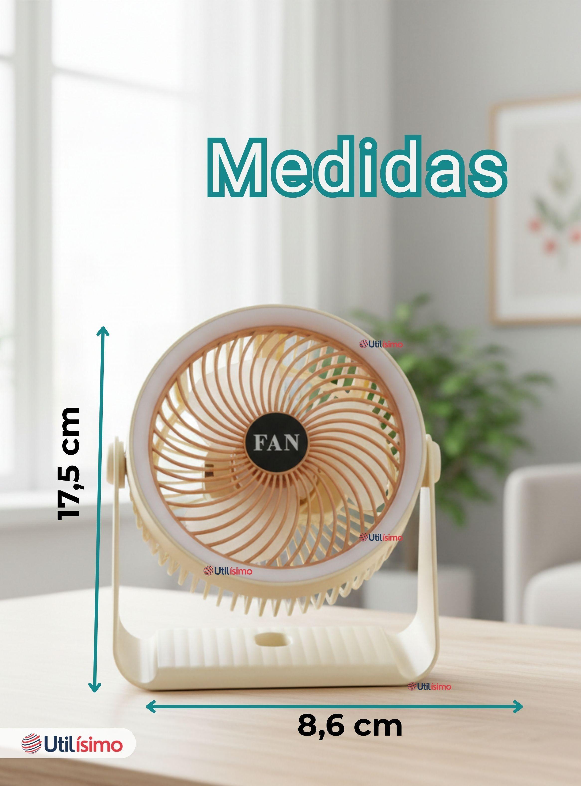 Mini Ventilador De Mesa Beige Silencioso Portátil Recargable USB-3