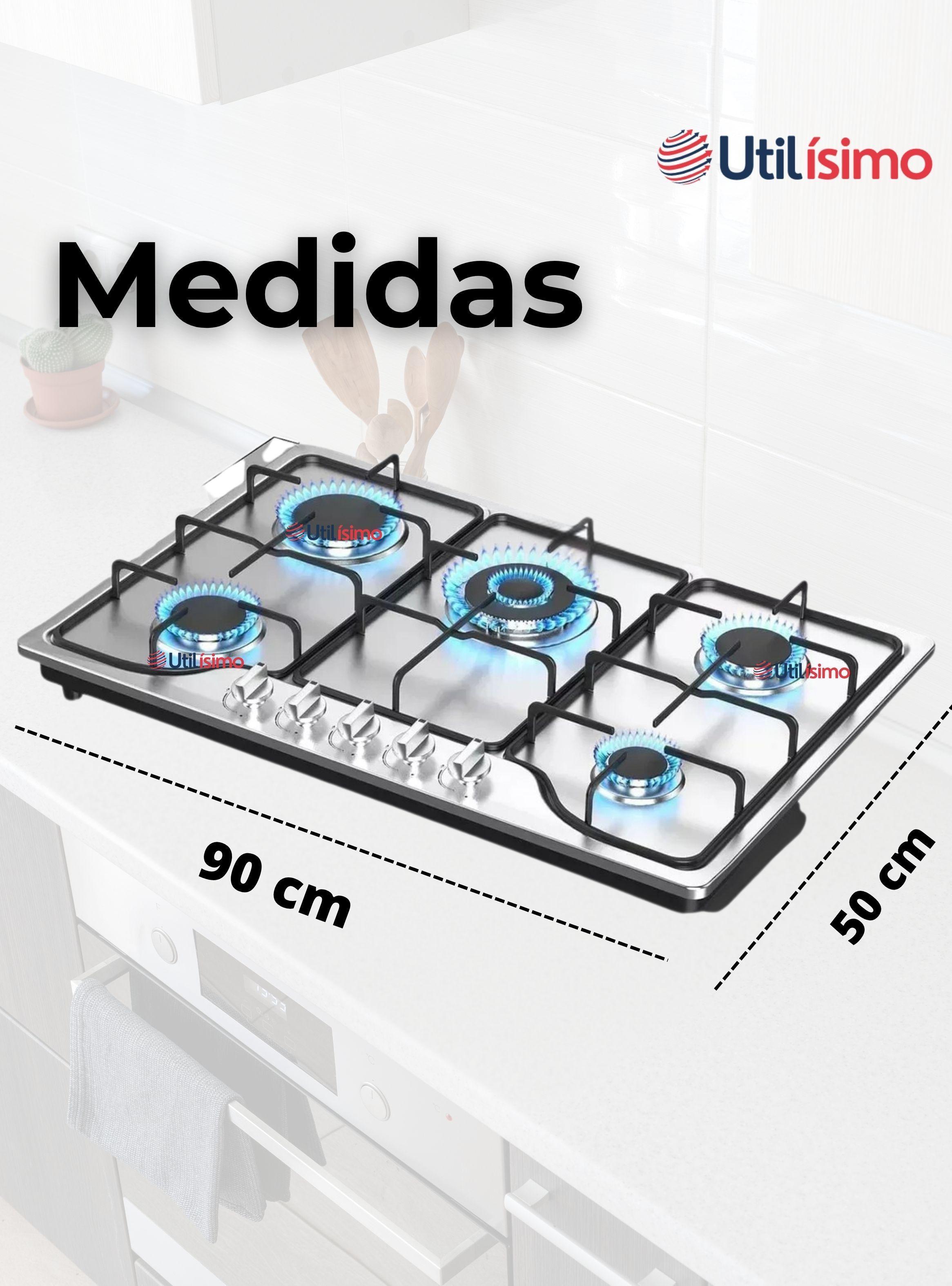 Cocina Encimera Gas Licuado de 5 Platos Acero Inoxidable + Kit de instalación-2