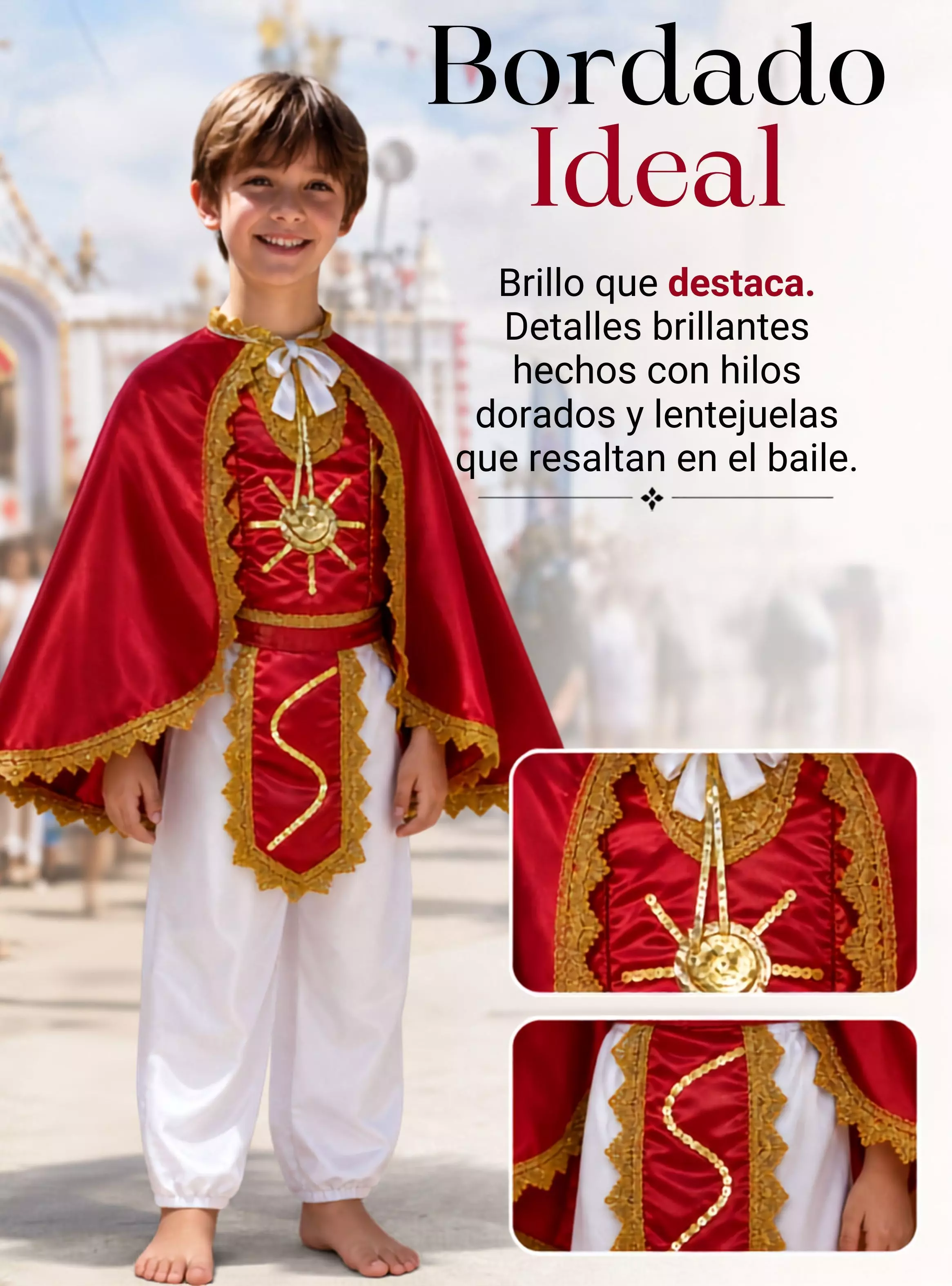 Traje Tirana Diablada Niño de 5 Piezas Rojo Baile Típico Fiestas Patrias-7