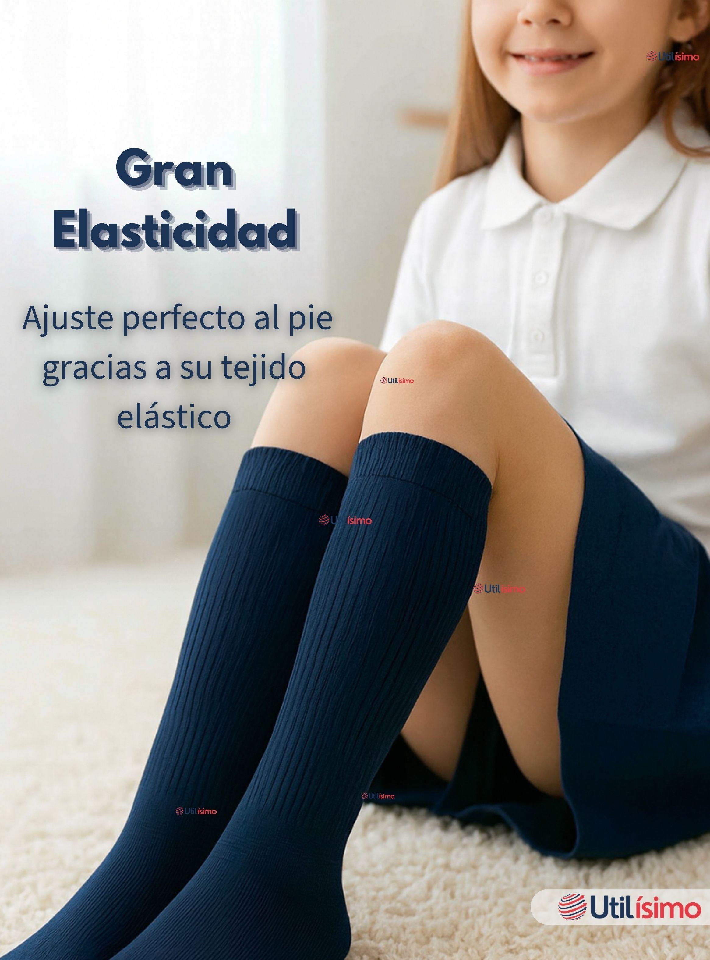 Pack 6 Calcetines Escolares Largo Bambú Azul Niñas-5