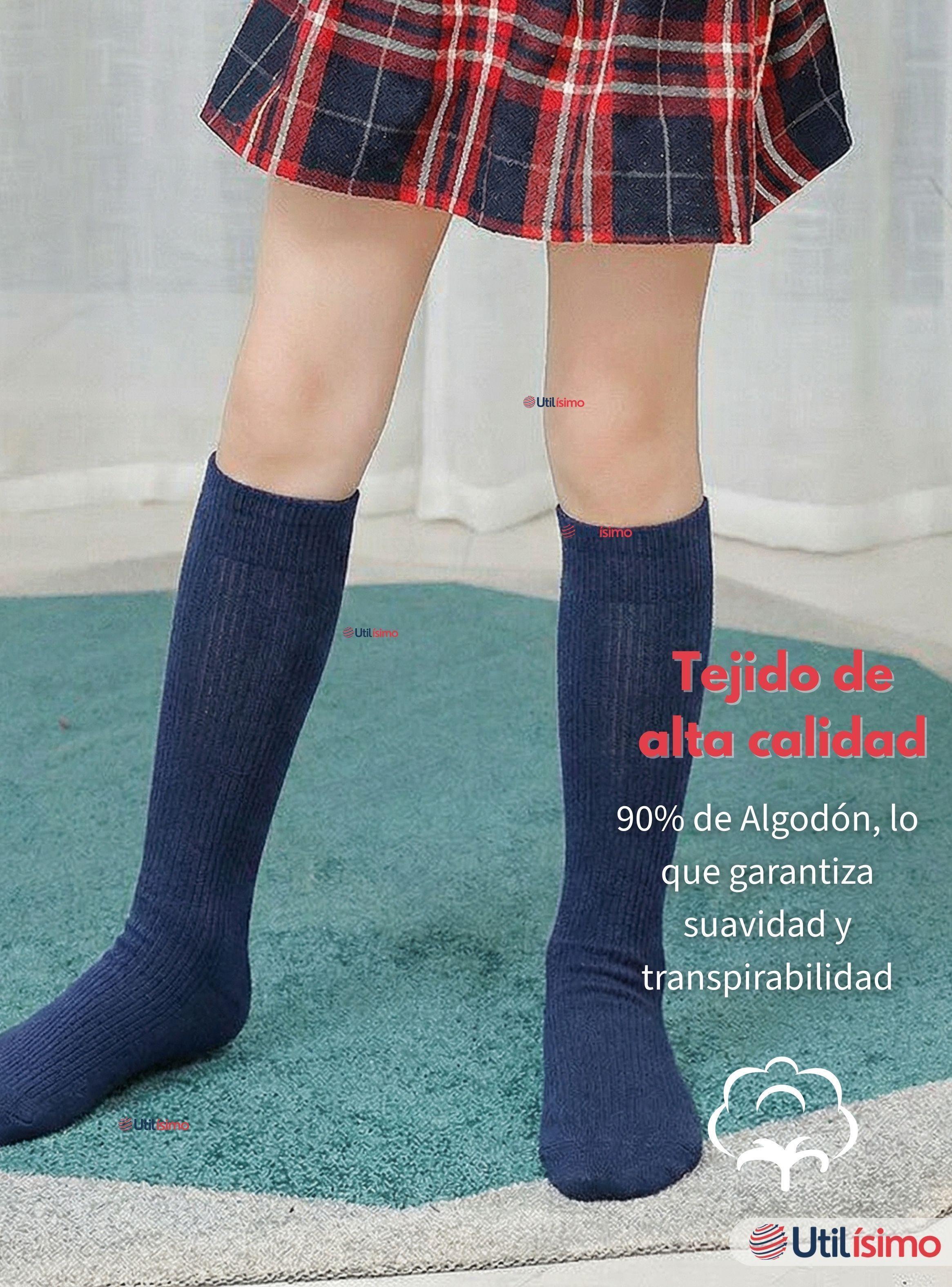 Pack 6 Calcetines Escolares Largo Algodón Azul para Niñas-7