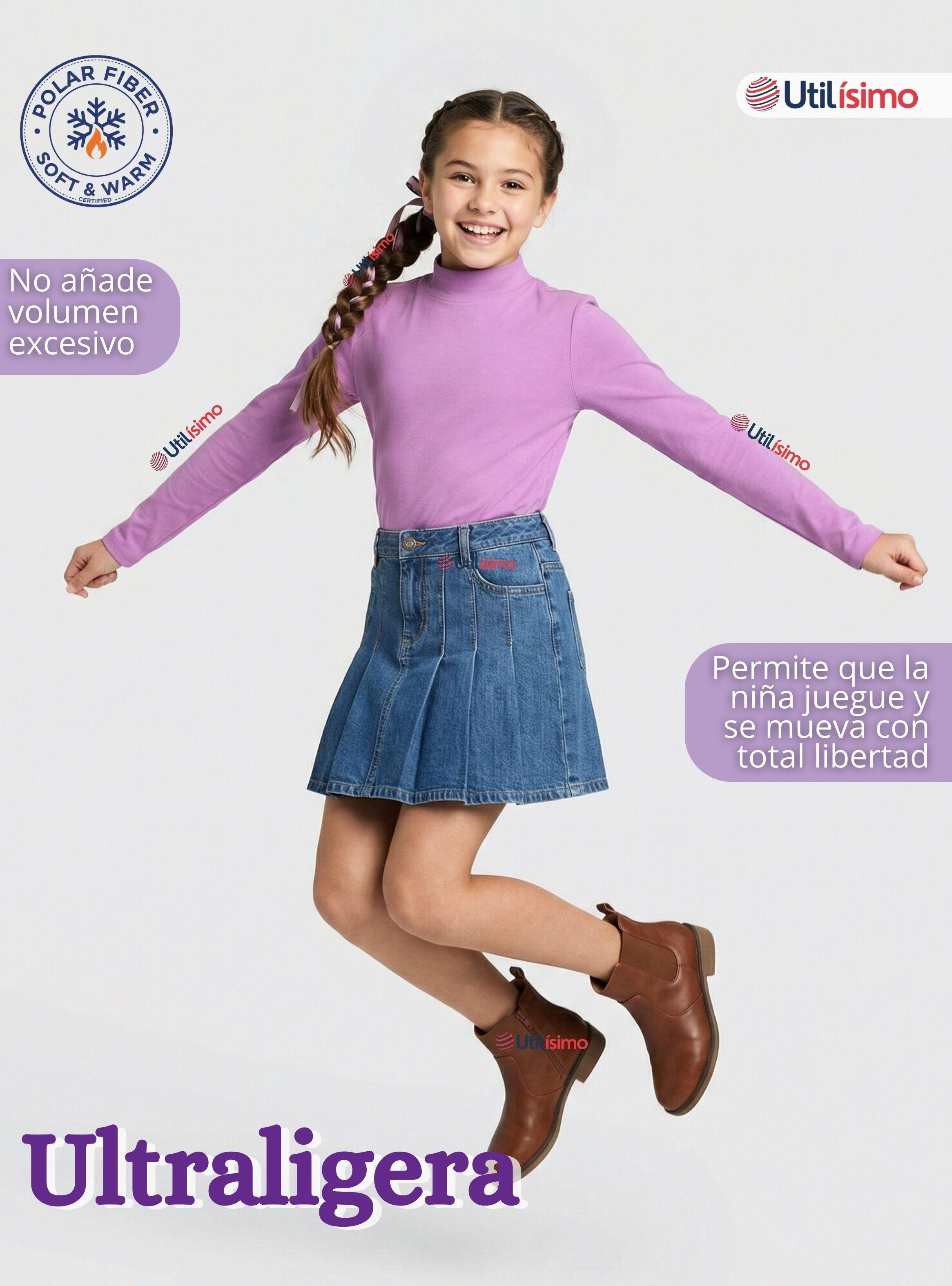 Polera Camiseta Polar Lila Primera Capa Cuello Beatle Manga Larga Niñas-5