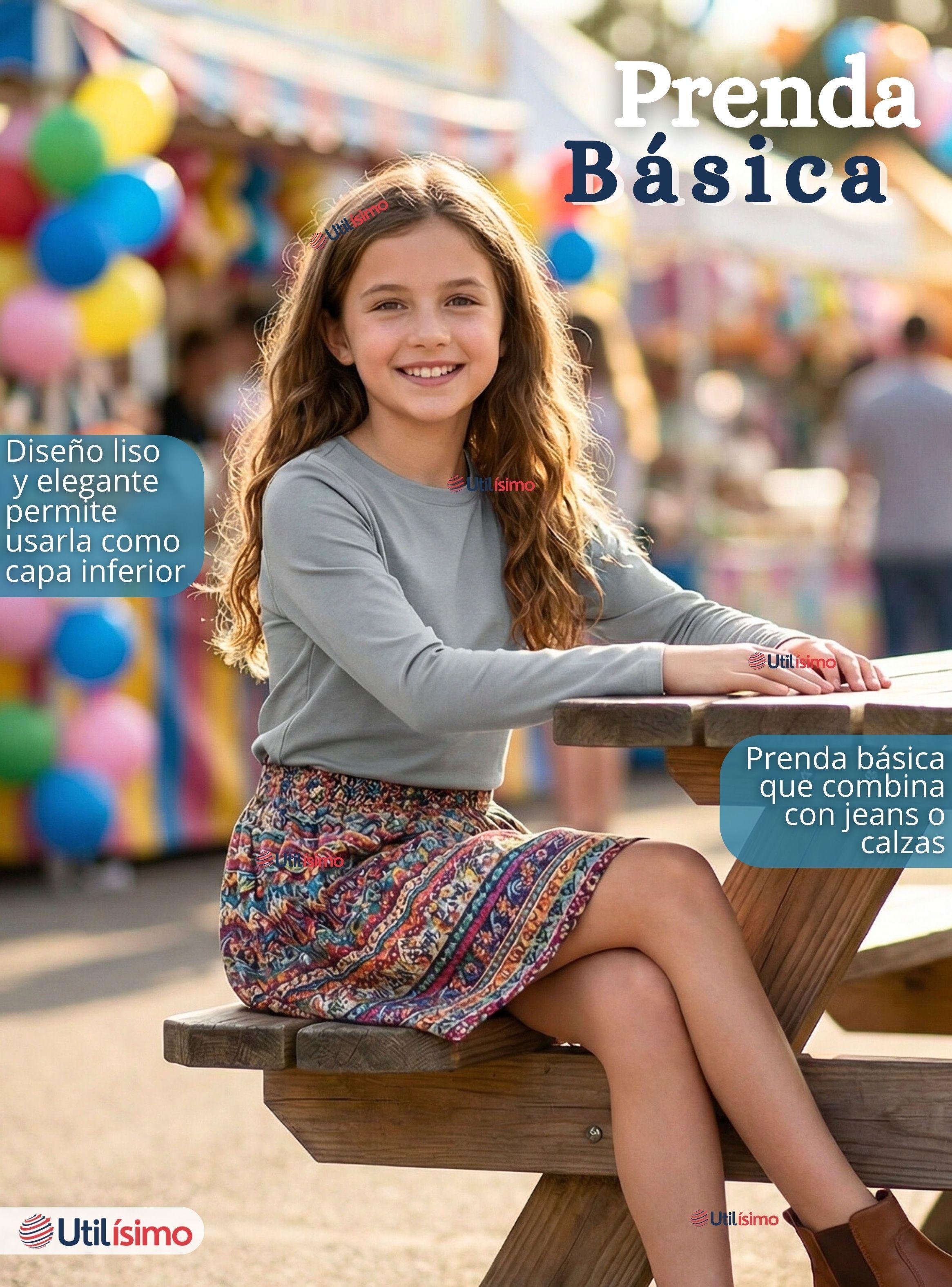 Pack 3 Poleras Camisetas Polar Primera Capa Cuello Redondo Manga Larga Colores Surtido Niña-7