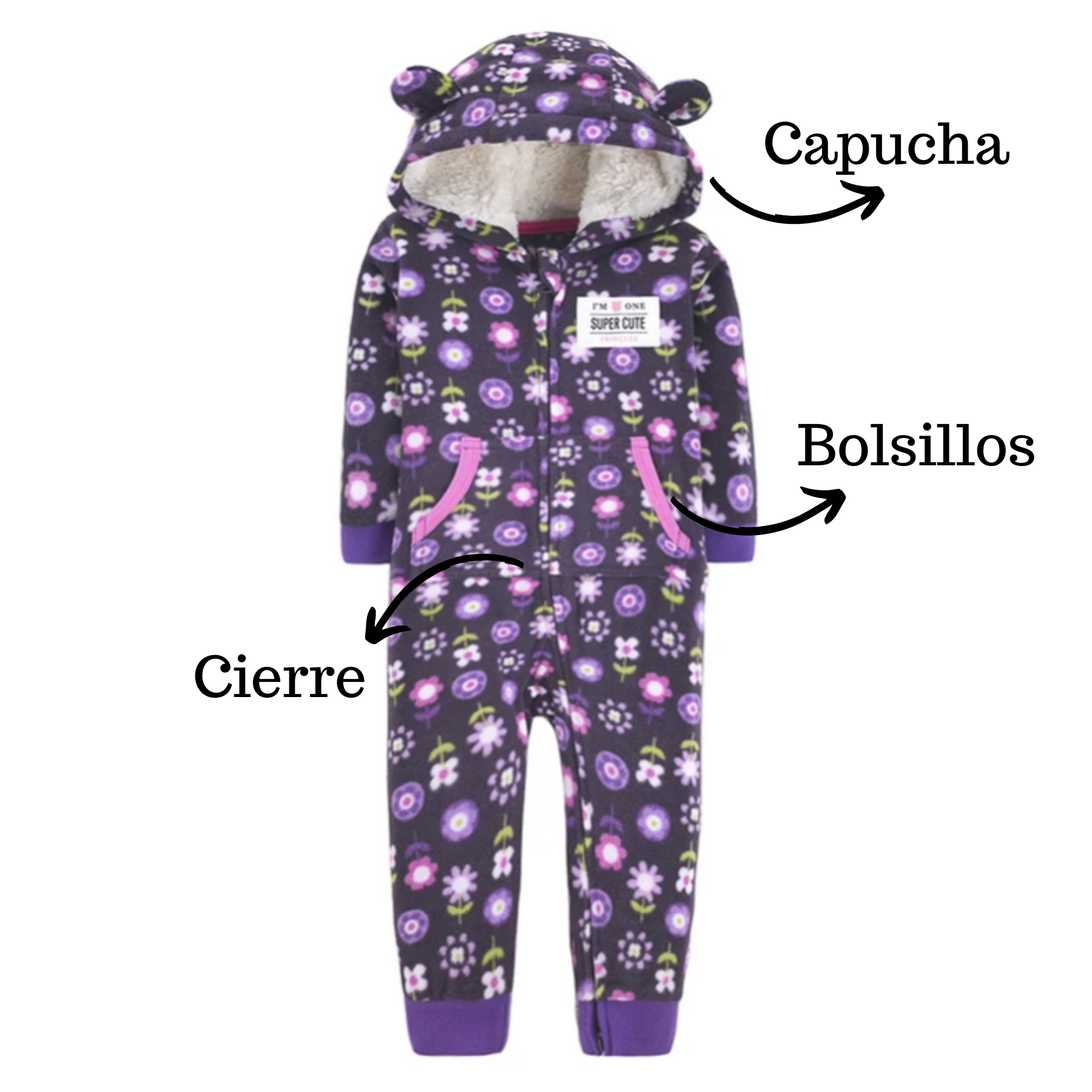 Enterito Largo Niña Polar Con Capucha Forrada En Corderito-1