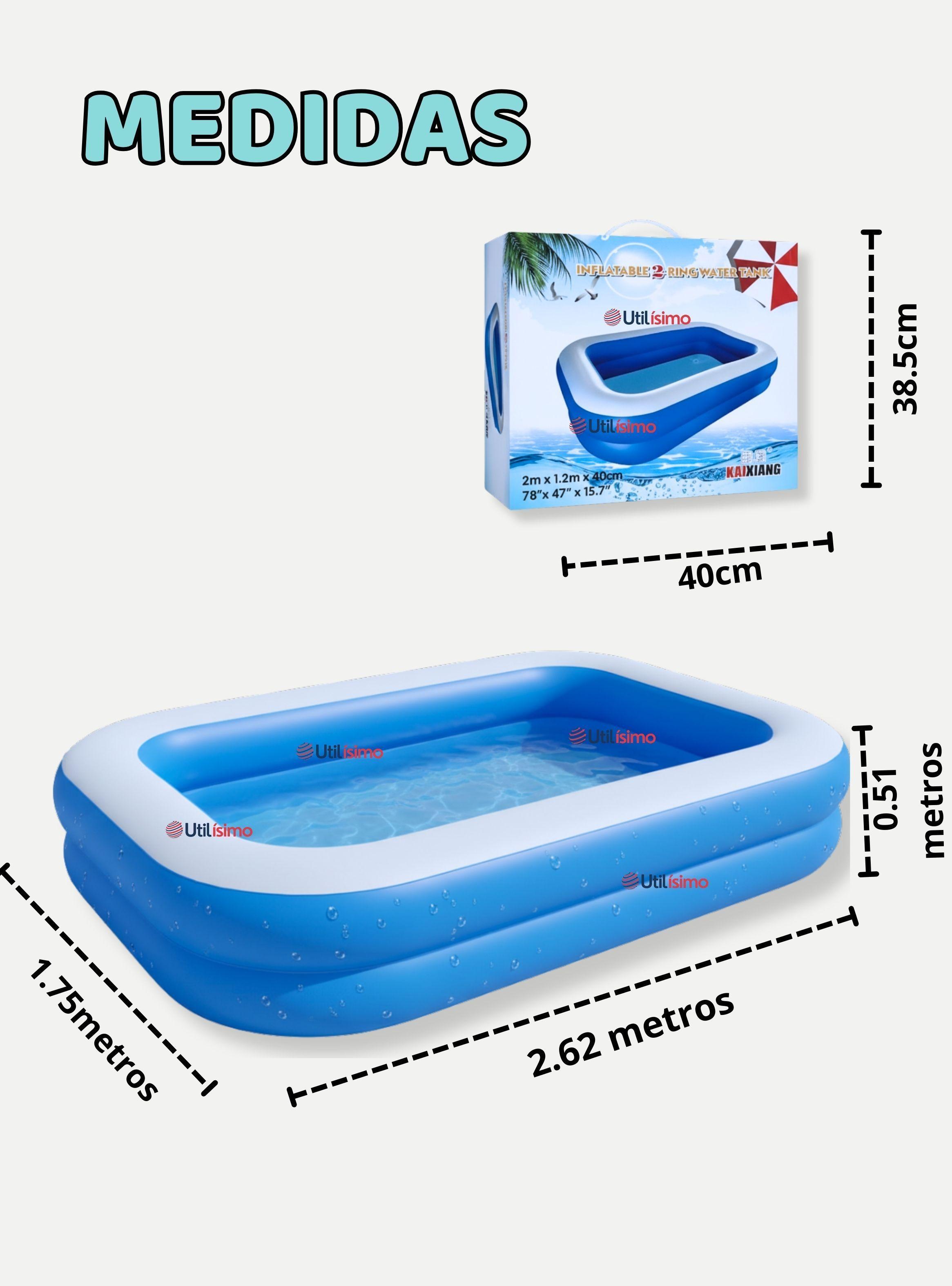 Piscina Inflable Rectangular 262x175x51 CM de Color Azul-2